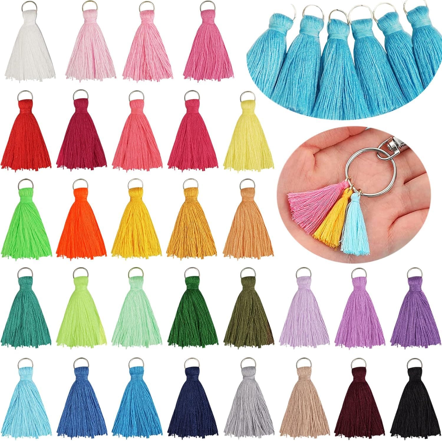 180PCS 30 Colors 3.5CM Multi-Color Mini Tassels Tiny Craft Tassels for Earring Jewelry Making Keychain Tassel Charms Bag Charms Pendant Handmade DIY Accessories(1.44Inch)