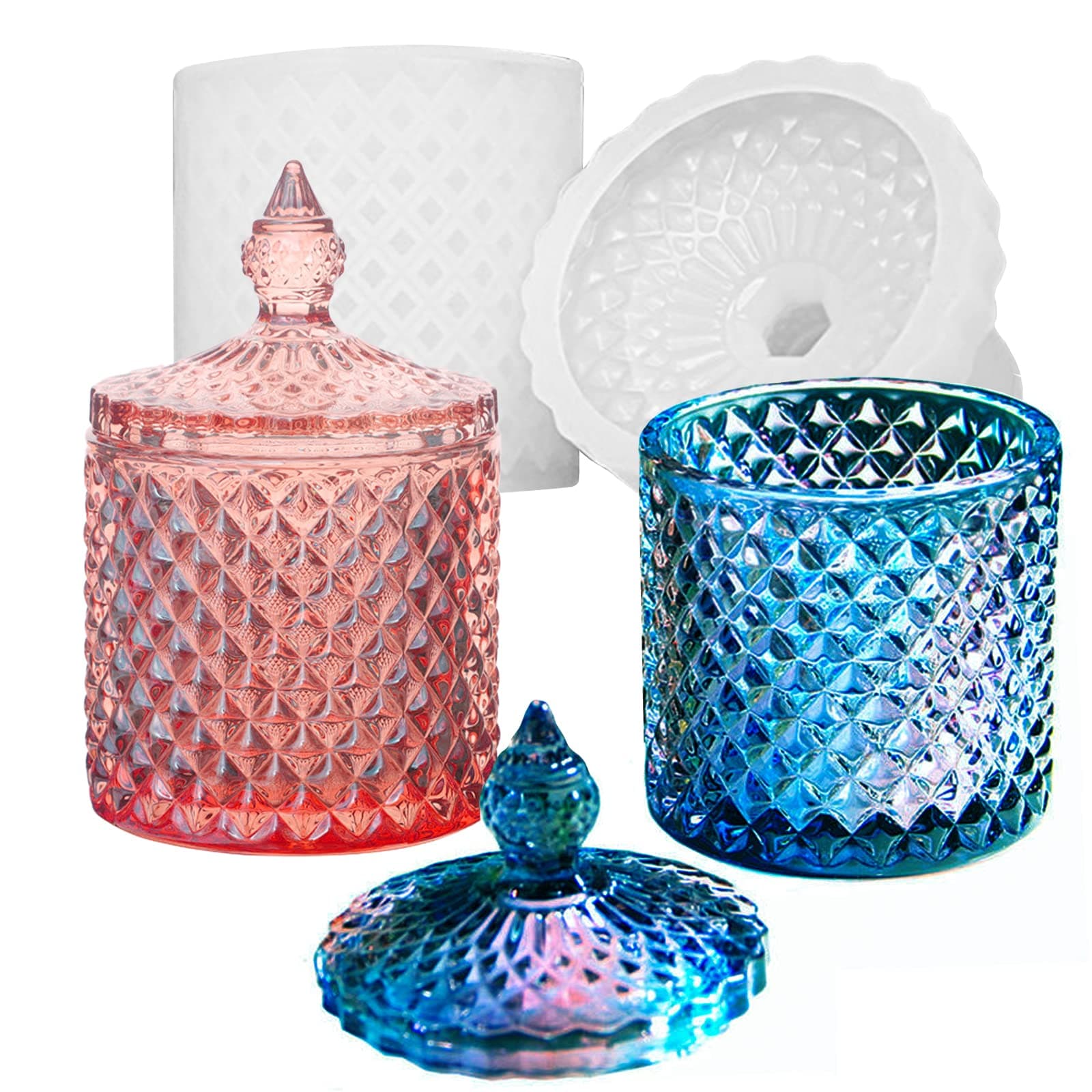 Box Resin Mold with Lid, Silicone Jar Resin Mold 3D Storage Jewelry Candle Holder Container Mould for Resin Casting Concrete Craft Decor