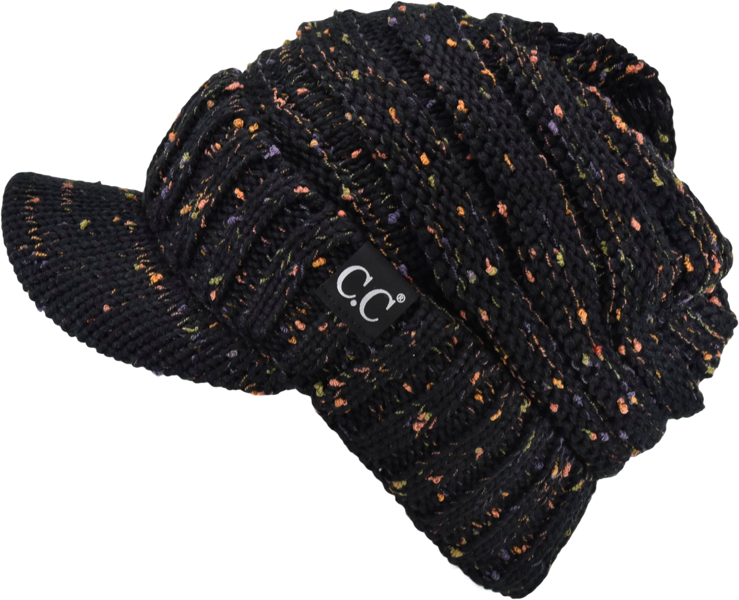 Trendy Warm Oversized Chunky Soft Oversized Ribbed Slouchy Knit Hat with Visor Brim