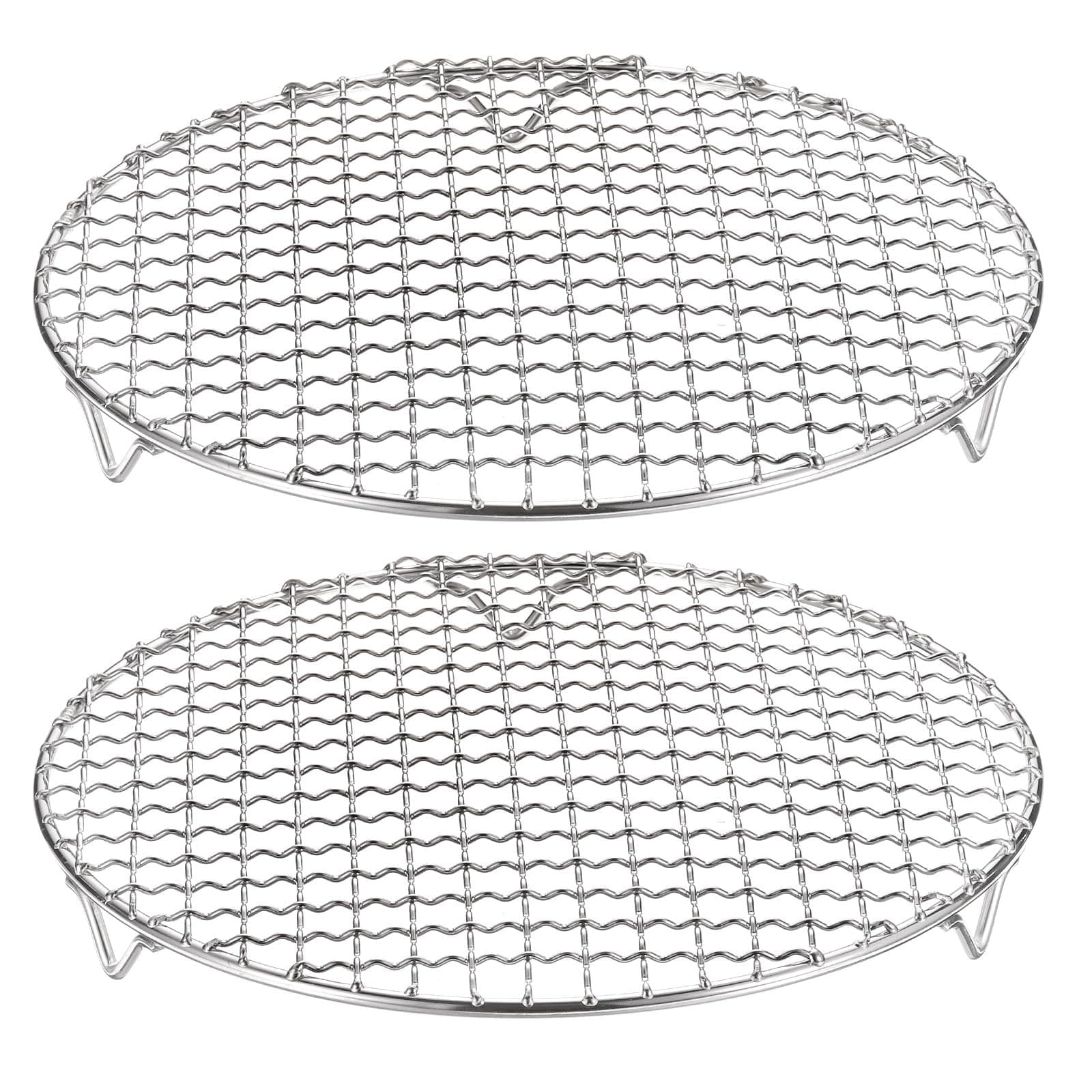 HARFINGTON 2pcs Round Cooking Rack 9.6-inch 201 Stainless Steel Cross Wire Barbecue Grill Net with 20mm Legs for Cooking Baking Steaming BBQ