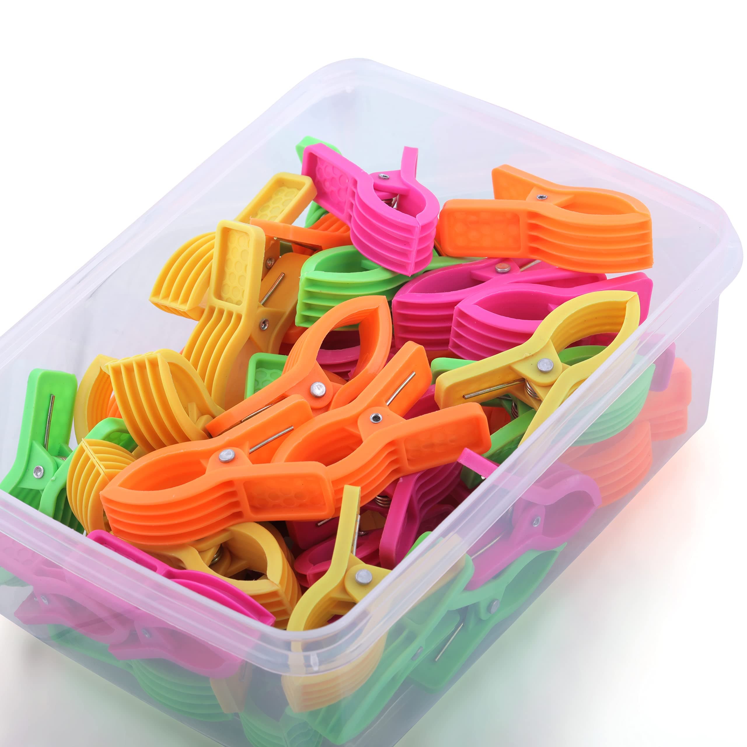 WEWEL® RYNO Super Jumbo Plastic Clips: Heavy-Duty Rust Free Pegs for Cloth Drying, Ideal for Hangers, Rods, Ropes, Towels, Cloths Clip Comes with Storage Box- 48 pc