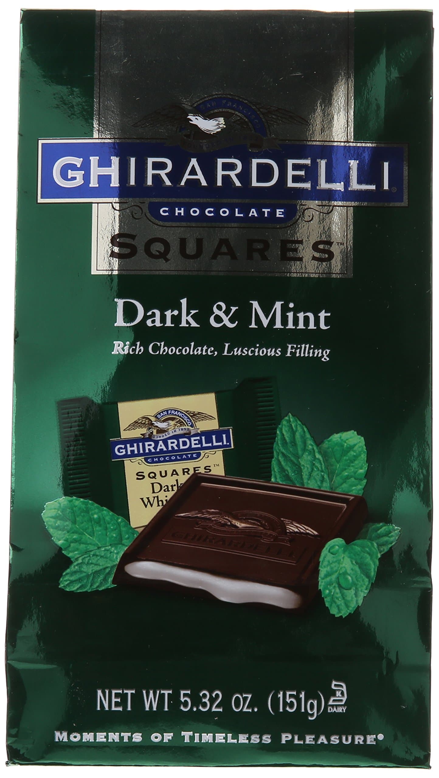 Ghirardelli Dark and Mint Squares Stand Up Bag, 5.32 Ounce