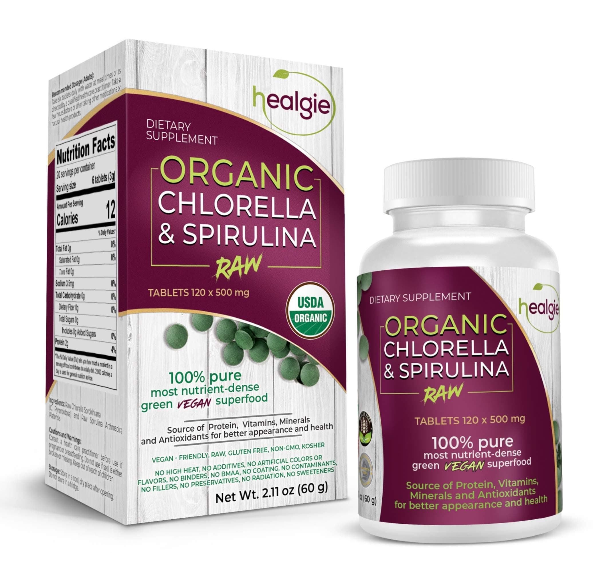 Sunfood Chlorella Tablets | Chlorophyll Rich | Broken Cell Wall | Blue Green Algae Superfood | Organic & Non GMO | Natural Vegan Protein | 100% Pure | 4 oz Bag| 450 Tablets