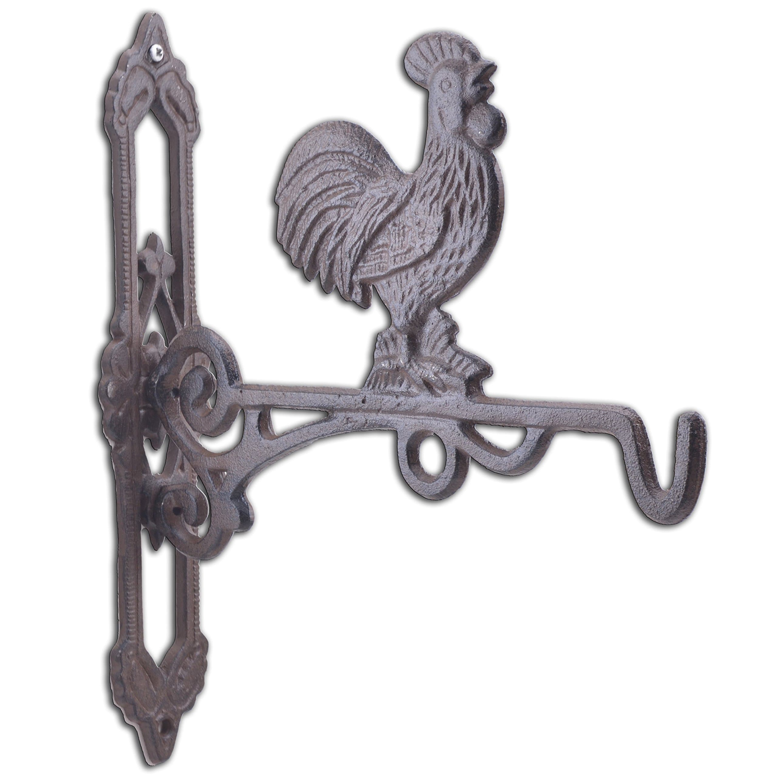 Crowing Rooster Plant Hanger Flower Basket Hook Bracket 10.75" Deep