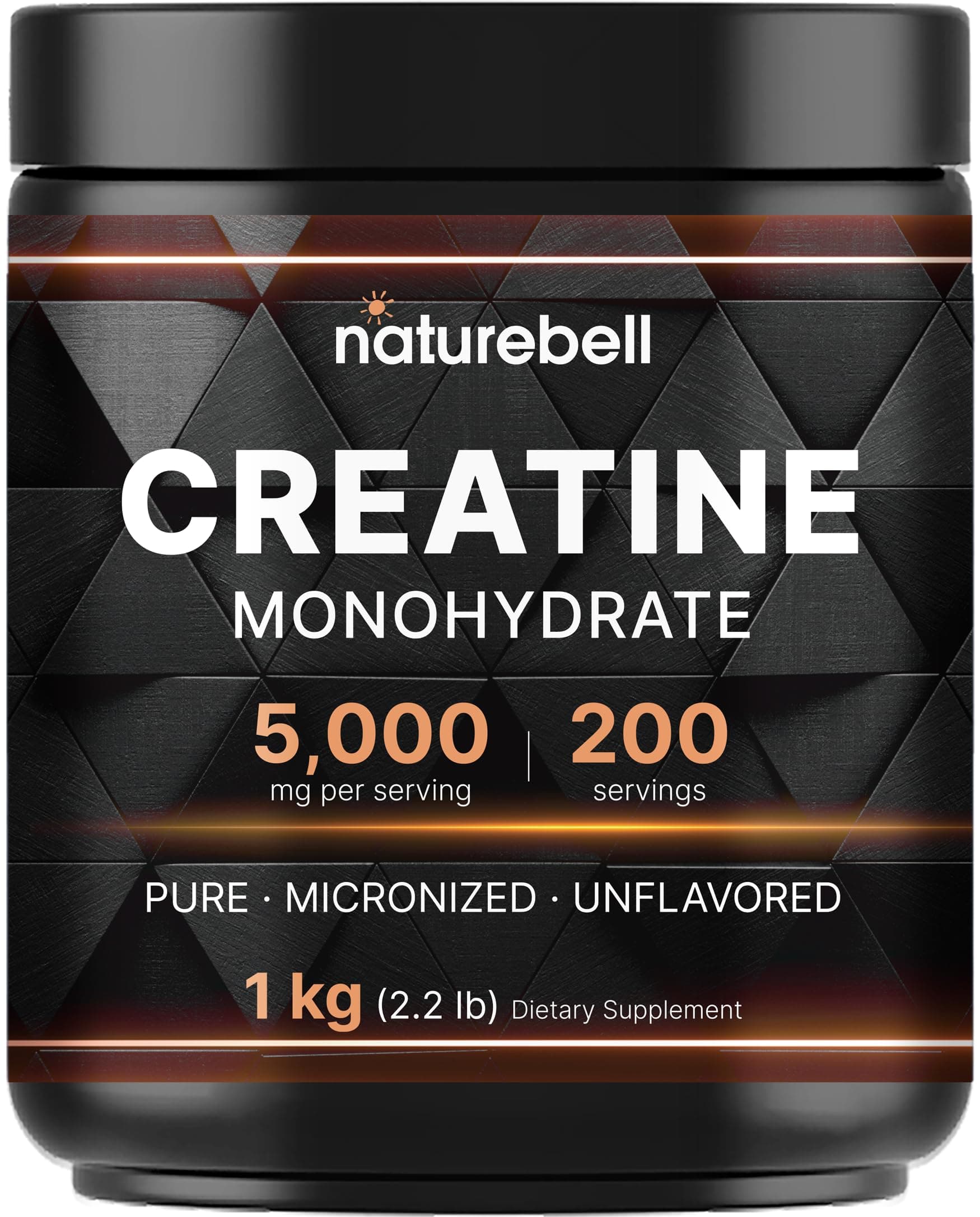 Creatine Monohydrate Powder 1000 Grams, 5000mg Per Serving | Pure Unscented Creatine Powder - Micronized - Pre-Workout - Kett - Vegan - Easily Dissolves - Filler Free - 200 Servings (2.2 lbs)
