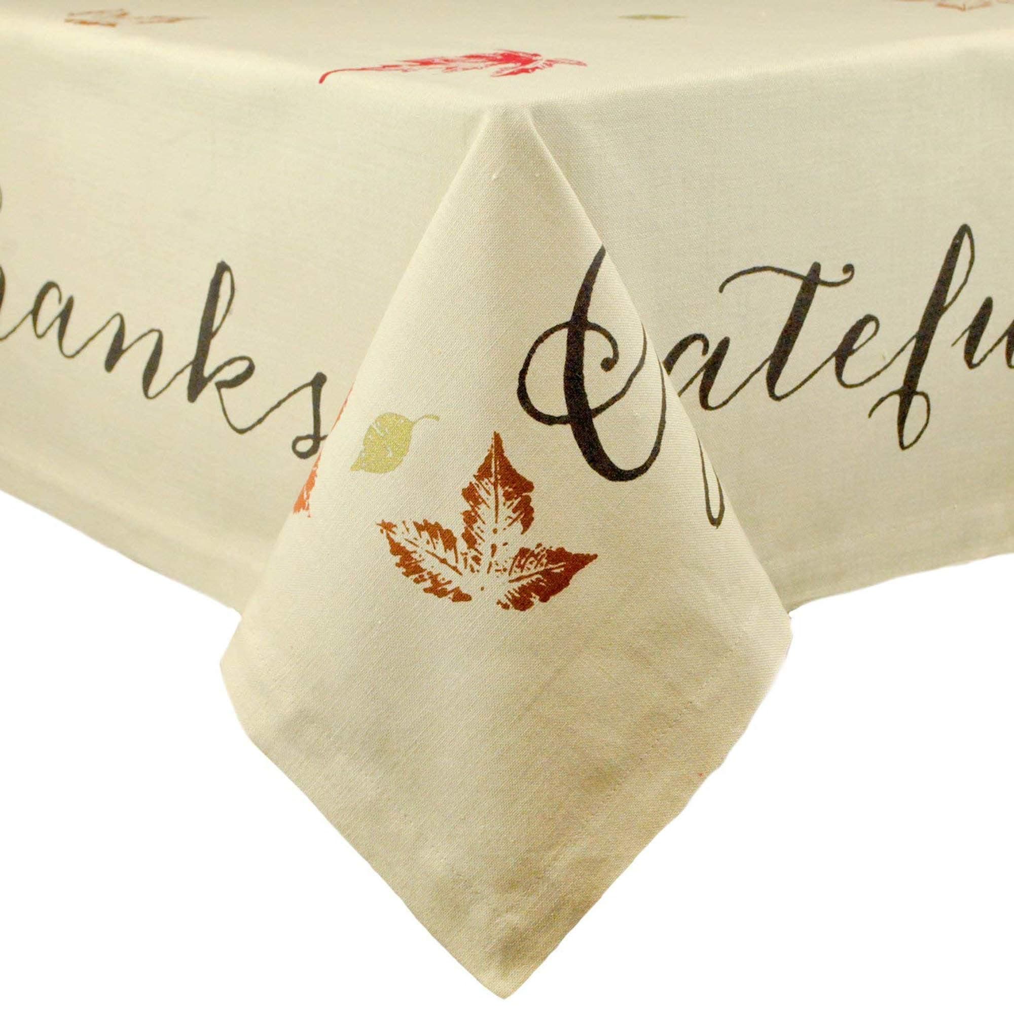 DII Rustic Autumn Leaves Kitchen Collection Thanksgiving & Fall Table Décor, Tablecloth, 52x52