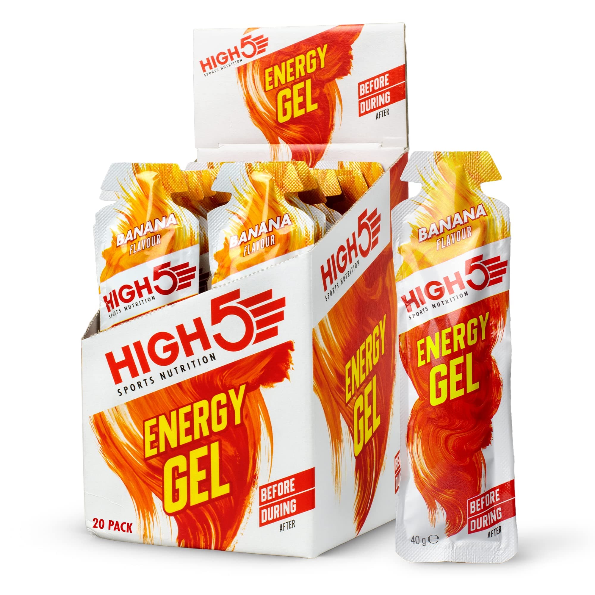 HIGH5 Energy Gel Quick Release Energy On The Go From Natural Fruit Juice (Banana, 20 x 40g)