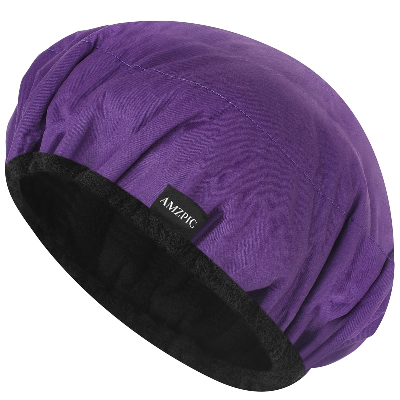 Cordless Deep Conditioning Heat Cap - Safe, Microwavable Heat Cap for Steaming, Heat Therapy for Hair, 100% Natural Cotton, Flaxseed Seed Interior for Maximum Heat Retention (Purple)