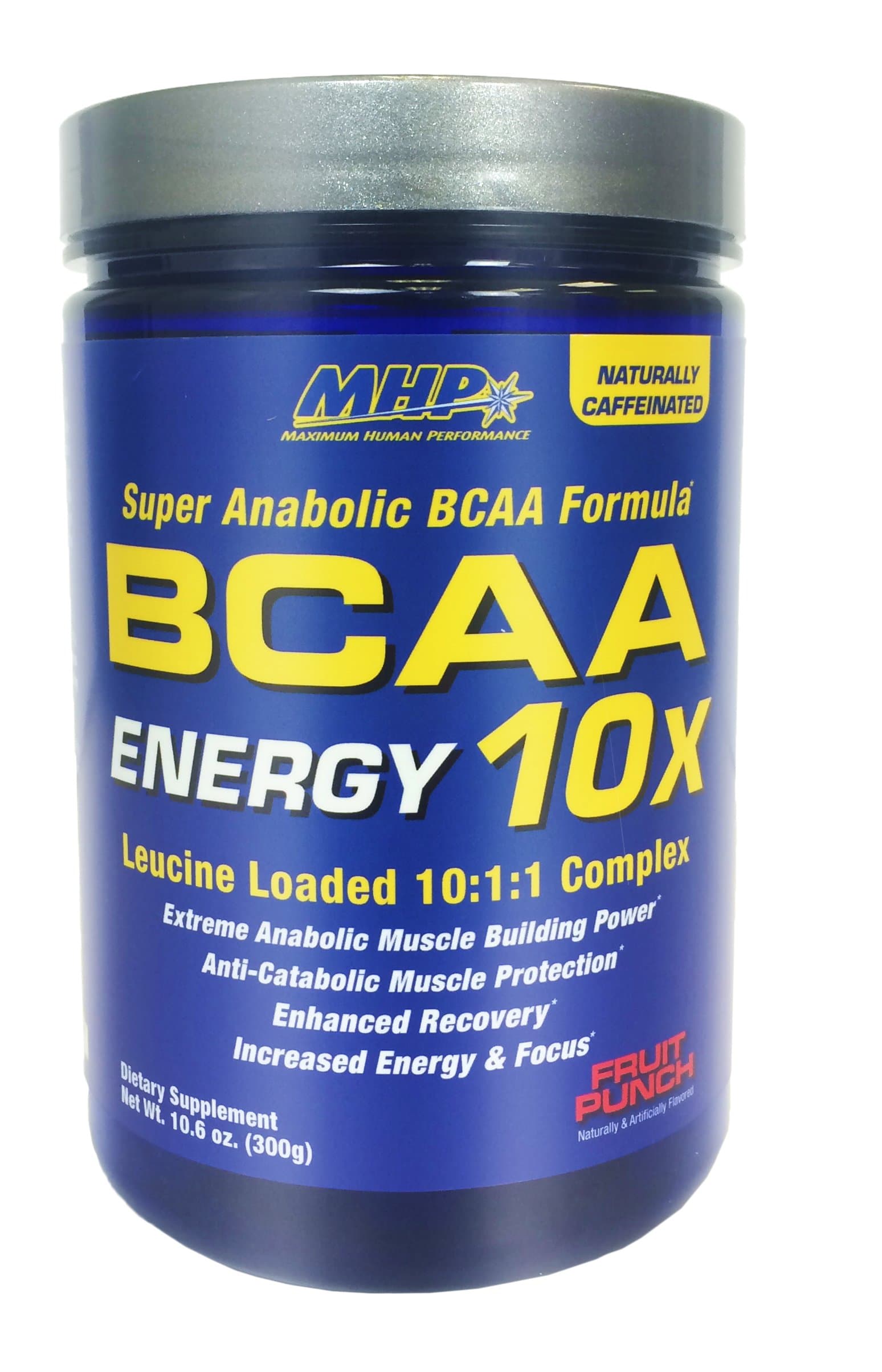 MHP BCAA 10x Energy Leucine Loaded 10:1:1 Complex, Fruit Punch, 10.6 Ounce