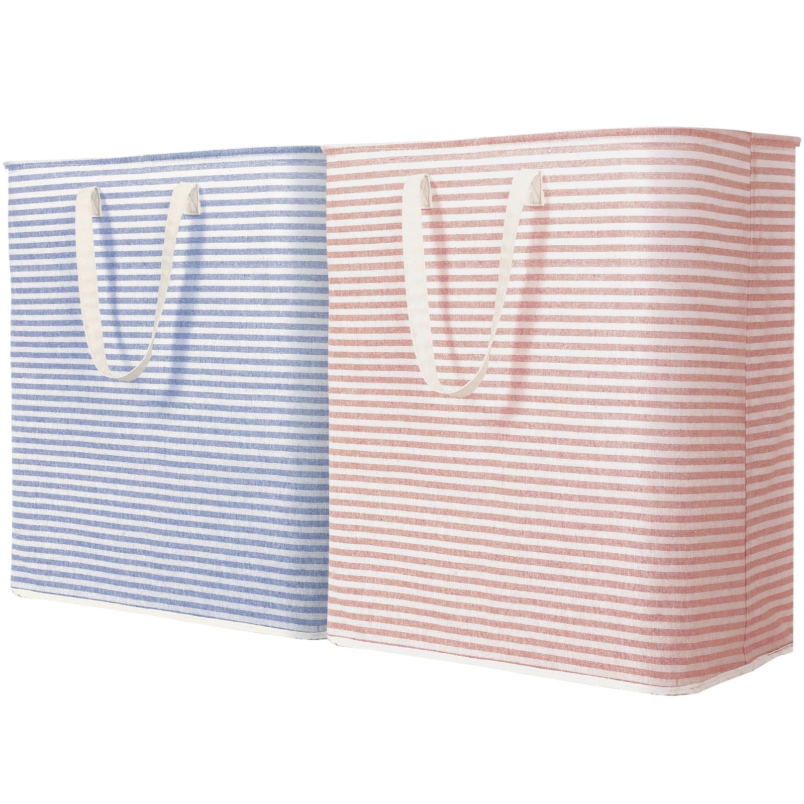 Lifewit 2 Pack Laundry Hamper Large Collapsible Laundry Basket, Freestanding Waterproof Cloth Hamper with Easy Carry Handles in Laundry Room Bedroom Bathroom Dorm for Adult, Pink&Blue, 2 x 100L