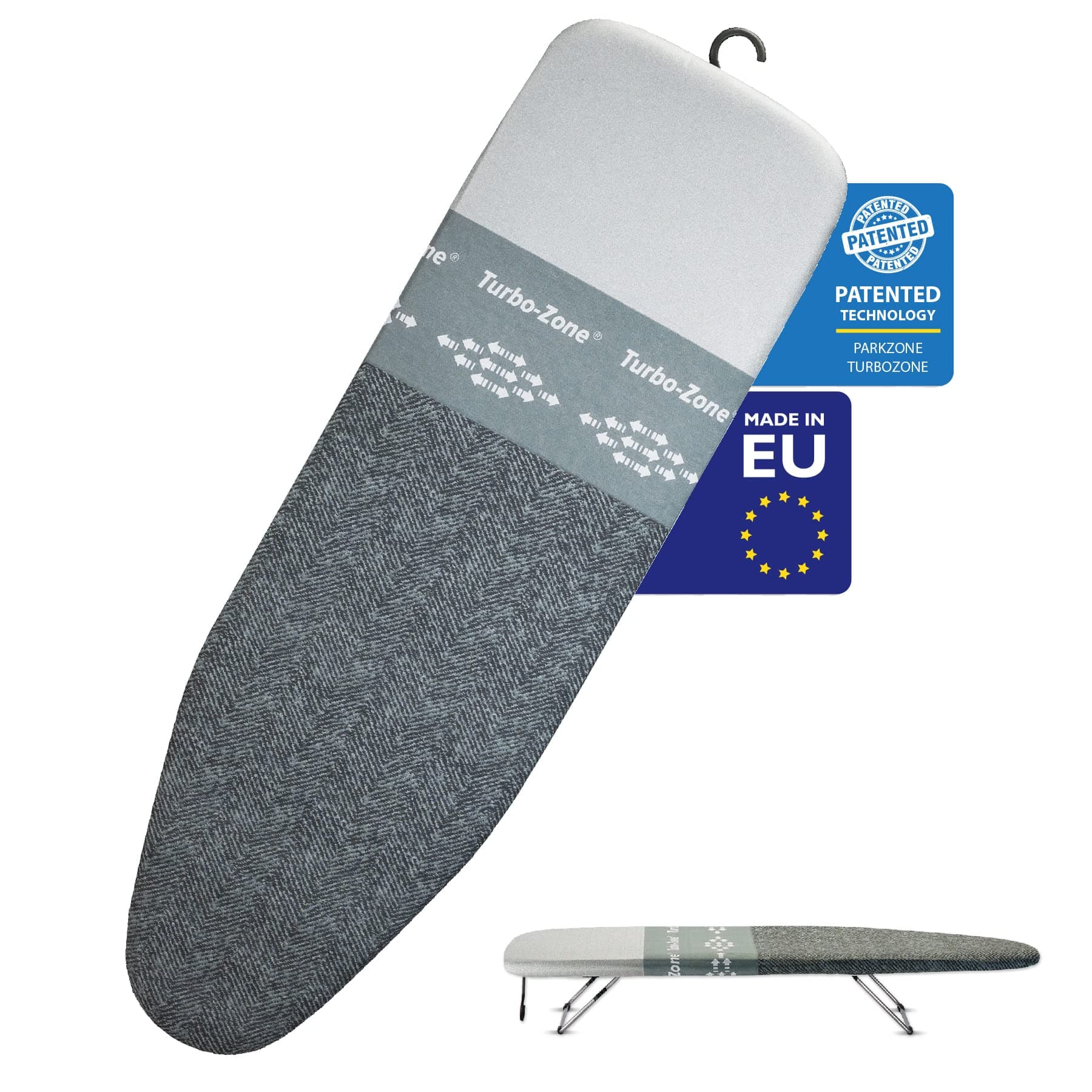 Smart Hanger Tabletop Ironing Board | Designed and Made in Europe with New Patent EZ Glide Technolgy, & Park Zone, European Quality and Innovation (Size-34x12)