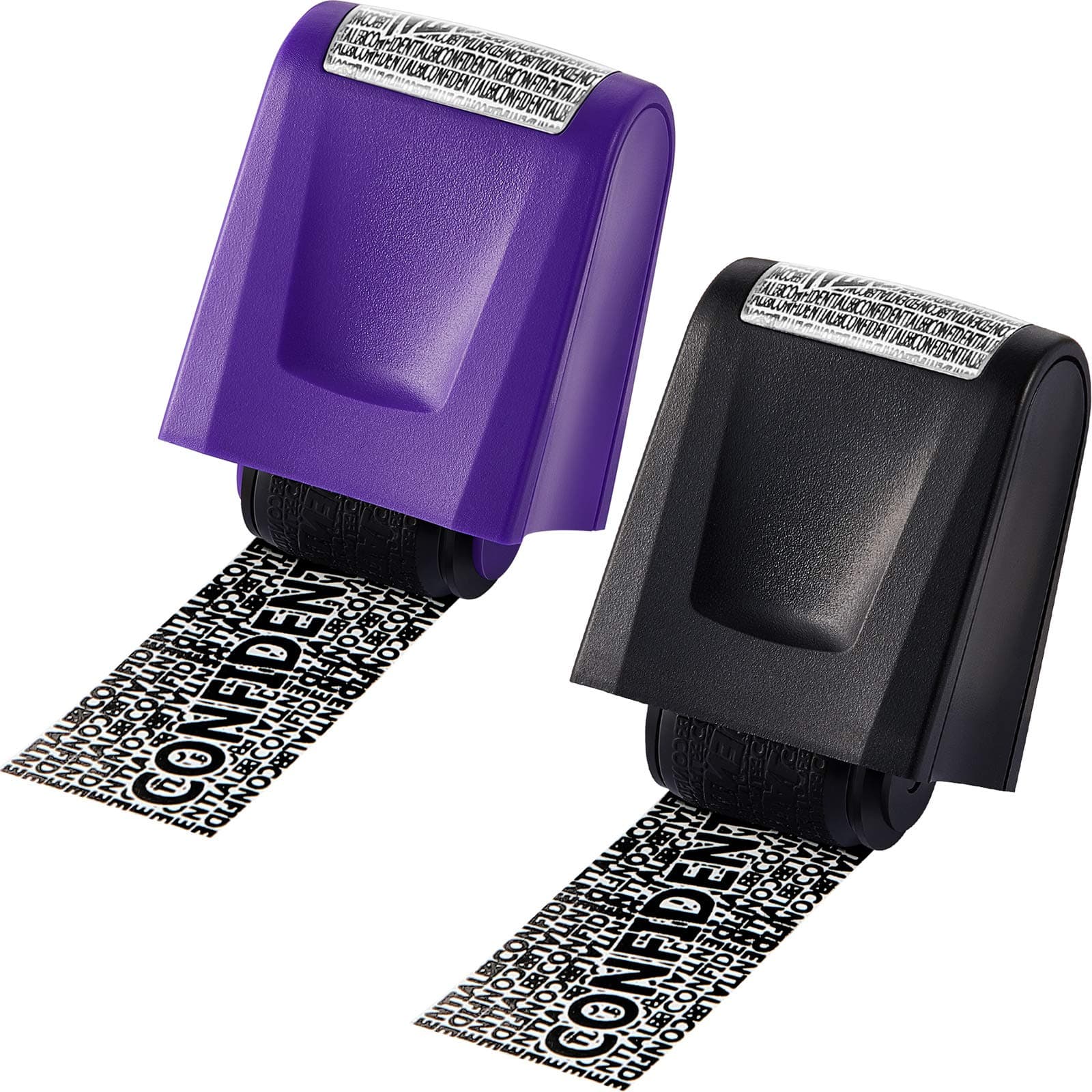 2 Pcs Identity Stamps for Theft Prevention Identity Guard Roller Security Stamp Large Rollers (Black and Purple, Medium)