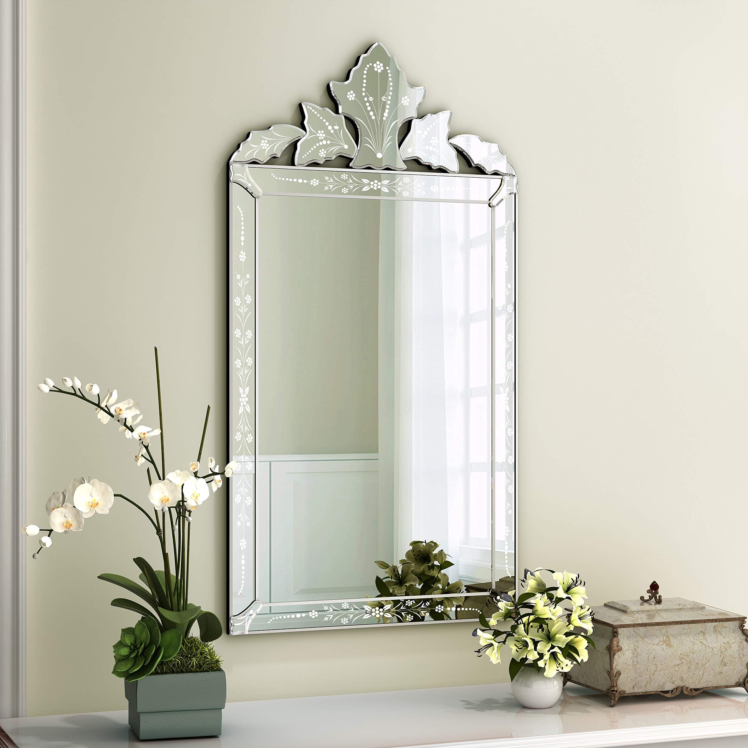 KOHROS Wall Mounted Squared Mirror, Venetian Mirror Decor for The Living Room, Bathroom, Bedroom (W 24" X H 41" Rectangle)