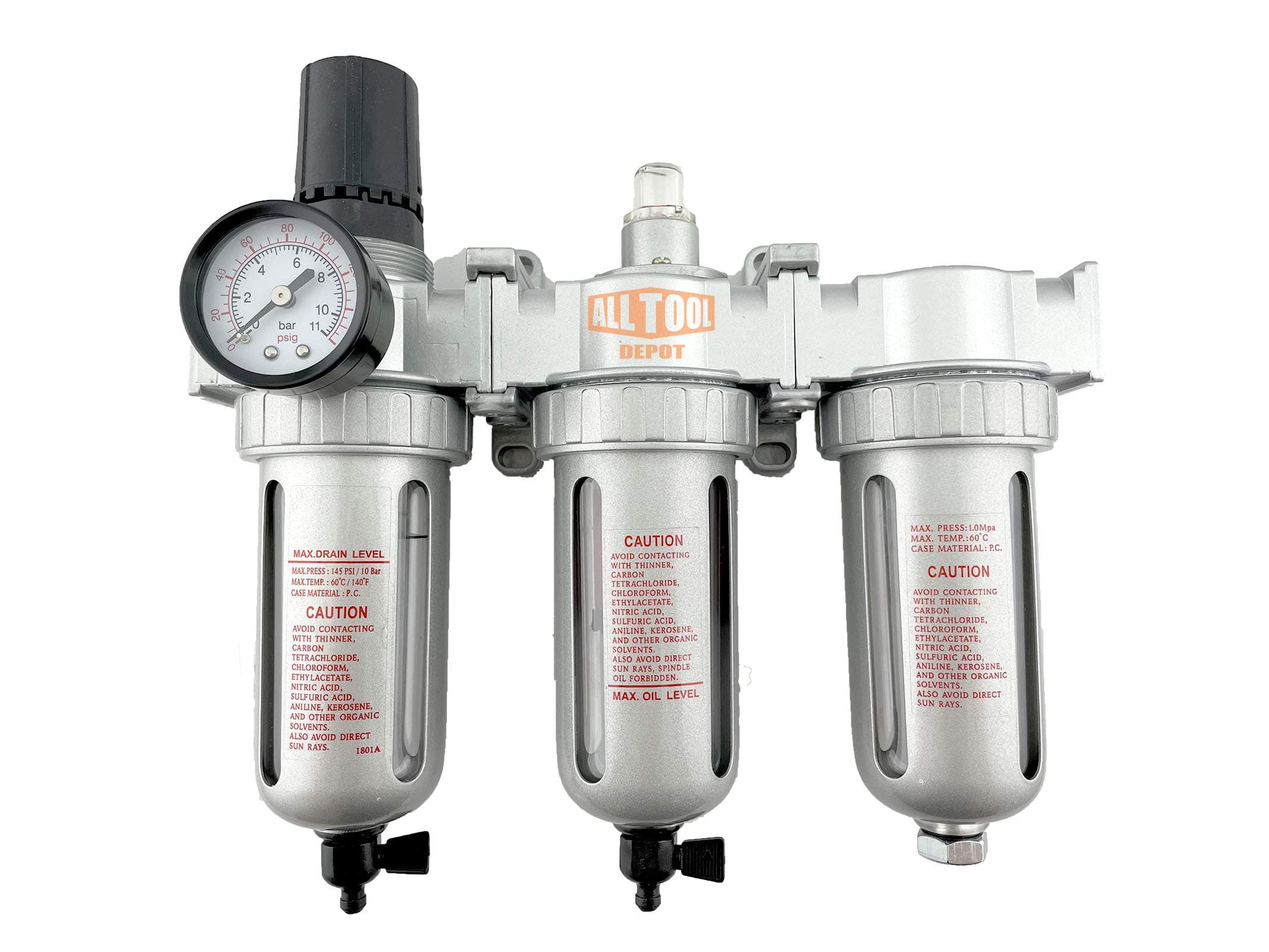 NEW 3/8" Compressed Air Filter Regulator/Desiccant Dryer/Coalescing Filter 3 Stages Combo