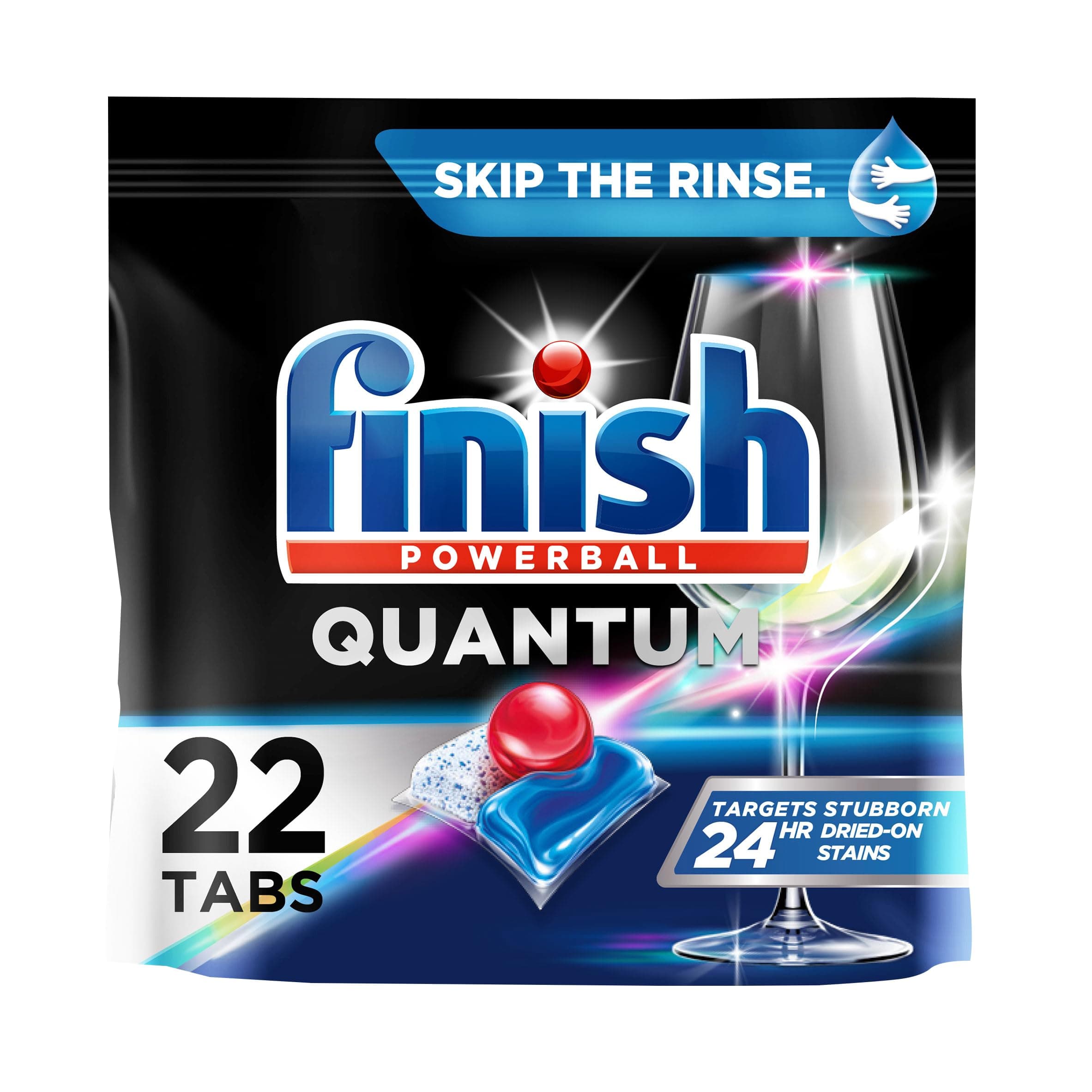 Finish Quantum Dishwasher Pods, No Pre-Rinse Dishwasher Detergent Soap Removes 24HR Dried-On Stain and Grease, Leaving a Virtually Spotless Shine, 22 Count