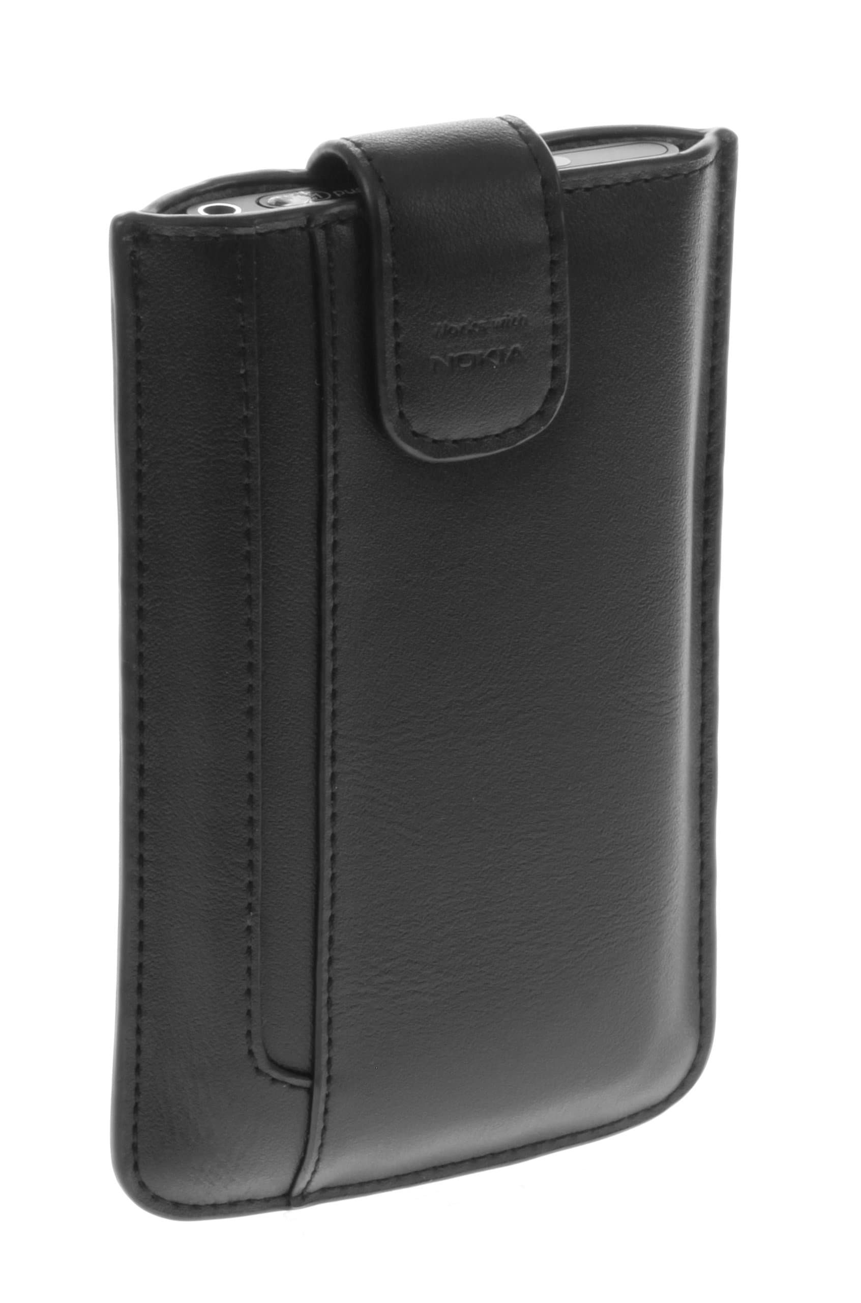 Works with Nokia Licensed Large Luxury Leather Alpha Slip Case Cover for Universal Nokia Smartphones - Black