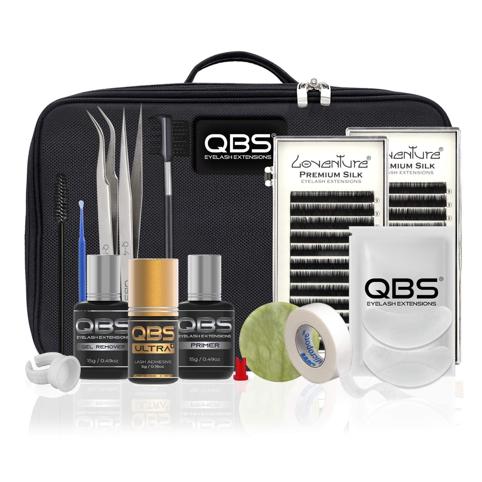 QBS® Eyelash Extension Light Starter Kit/Set Professional - Loventure® Silk Lash (Curl C 0.15x10 & Curl C 0.20x12)