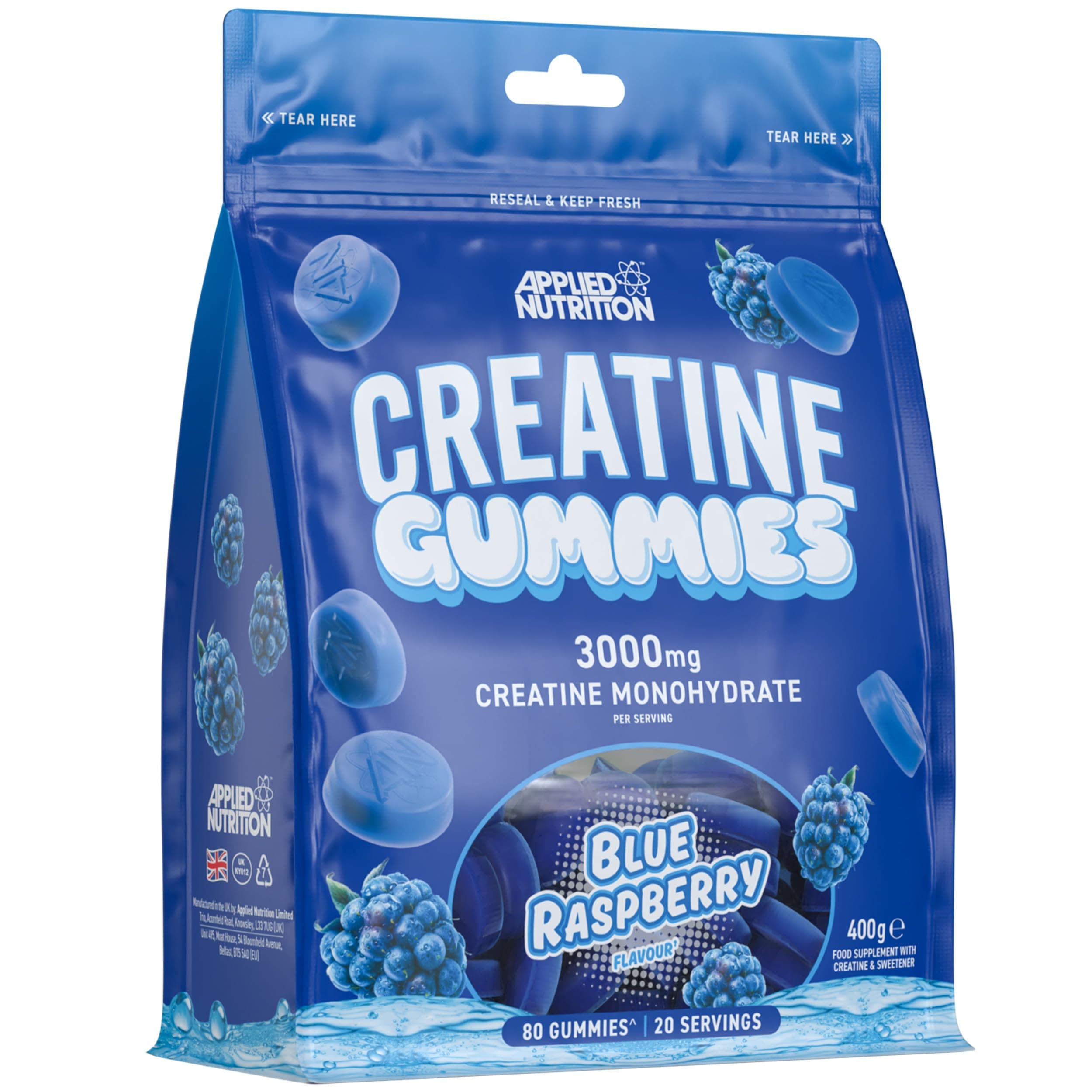 Creatine Gummies - 3000mg Creatine Monohydrate per Serving - 80 Chewable Vegan Gummies for Strength, Power & Recovery (20 Servings)