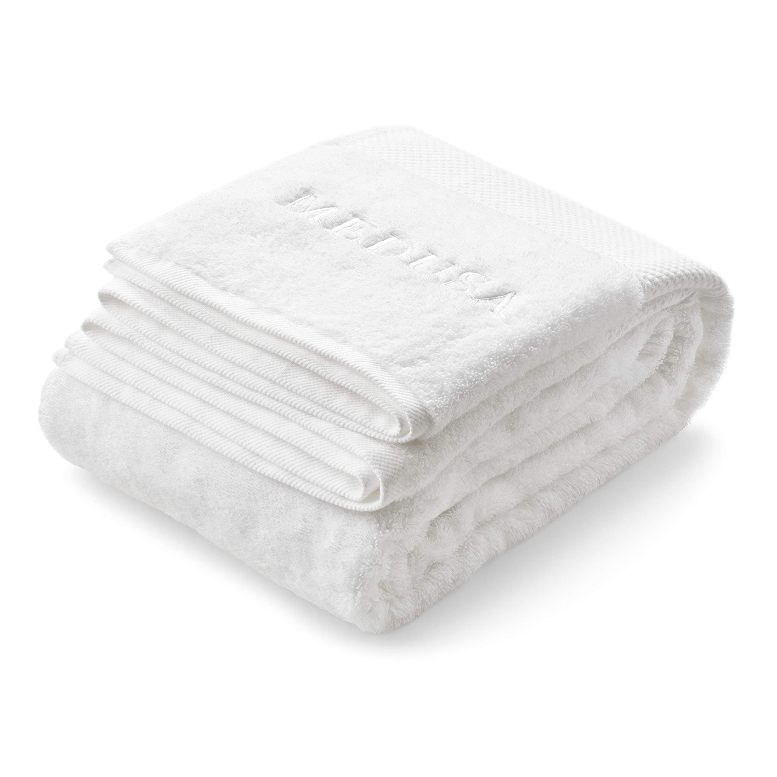 Luxurious White Bath and Spa Towels Extra Large 35.5 x 71 Inch 100% Cotton - Ultra Soft Bathroom Towel for Shower Gym Pool Swimming or Bathing - Highly Absorbent Premium Quality