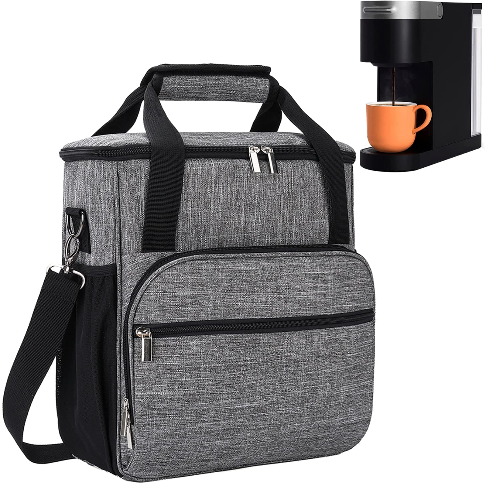 Coffee Maker Carring Bag for Keurig K-Slim/K-Express/K-Iced/Ninja PB041ST/Ninja PB051, Water Resistant Carry Case for Travel, Grey