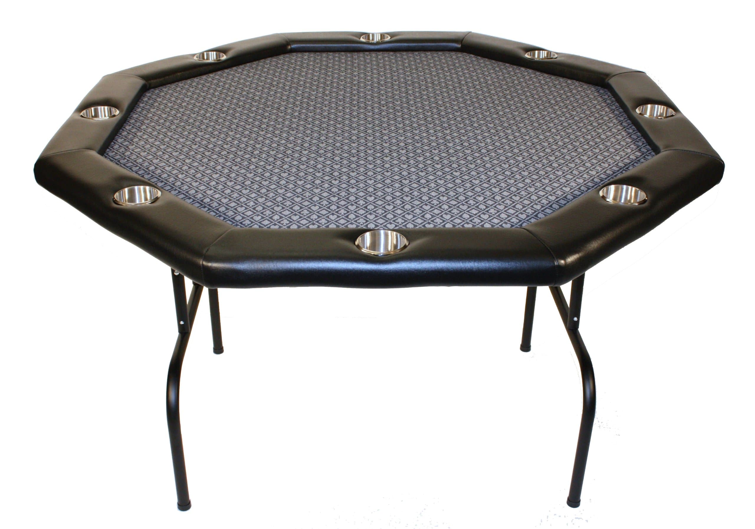 Texas Holdem Poker Table w/ Stainless Cup Holders, Suited Speed Cloth, with Folding Table Legs 48"x48"x30"high - Platinum
