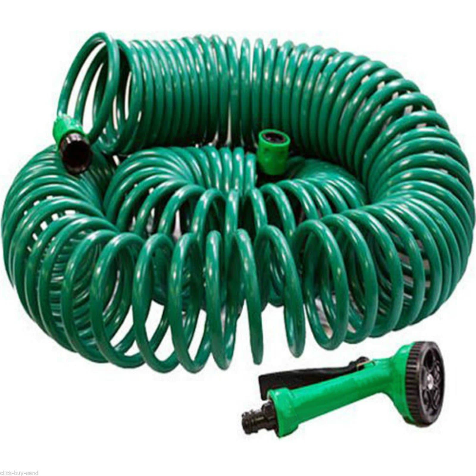 30 M 30M HOSE PIPE COIL COILED HOSE GARDEN HOSE SPRAY GUN 100 FT HOSE PIPE NEW