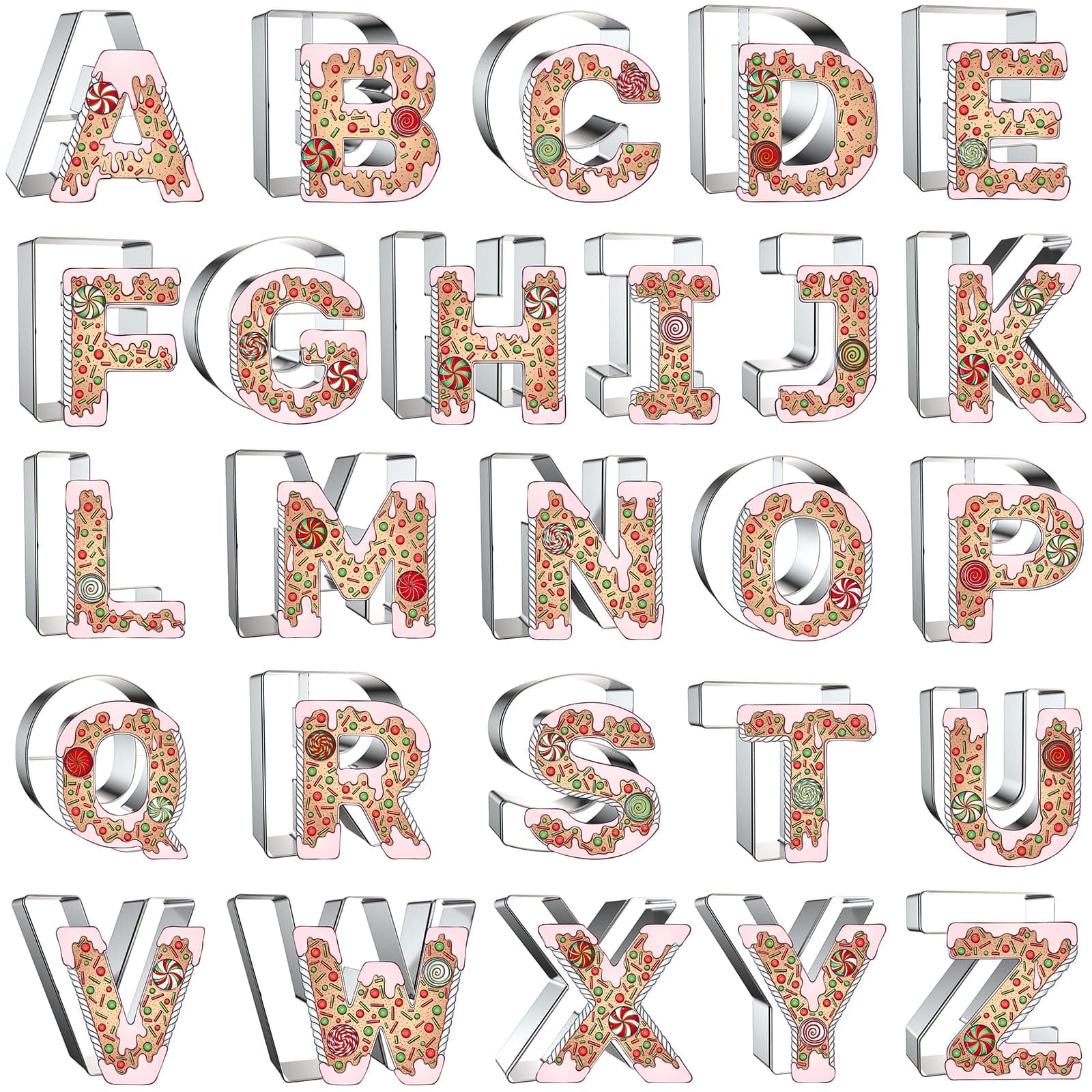 4 Inch Alphabet Letter Cookie Cutter Set - 26 Pcs Extra Large Xzhloym Cookie Cutters Shapes Biscuit Fondant Baking Molds for Christmas New Year Birthday Holiday Party Decorations - Stainless Steel