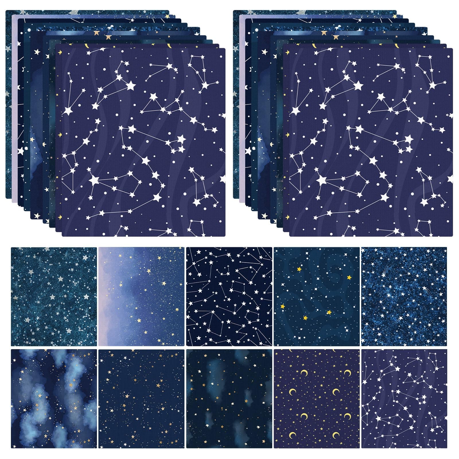 Buryeah 20 Pcs 18 x 21 Cotton Quilting Fat Quarters Fabric Bundles Fabric of The Universe Draping Kit for Quilting Sewing DIY Quilt Beginners Supplies Squares