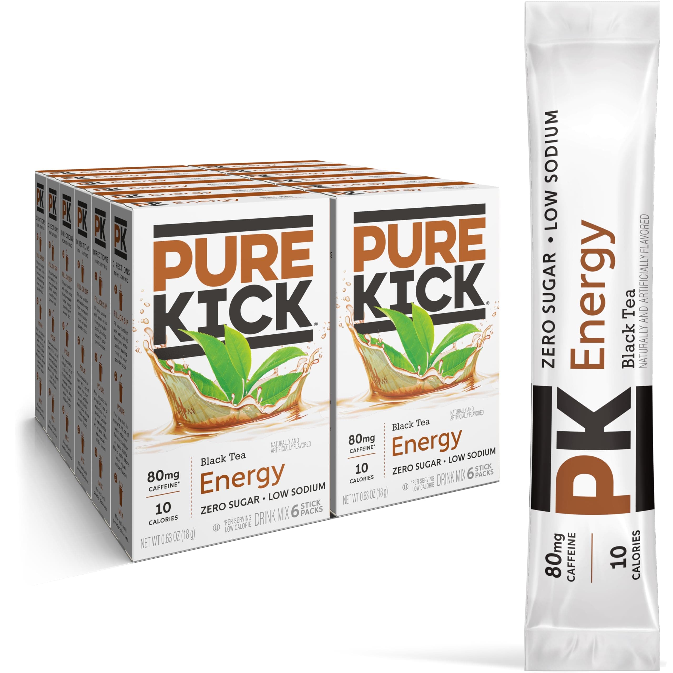 Energy Singles To Go Drink Mix, Black Tea, Includes 12 Boxes with 6 Packets in each Box, 72 Total Packets