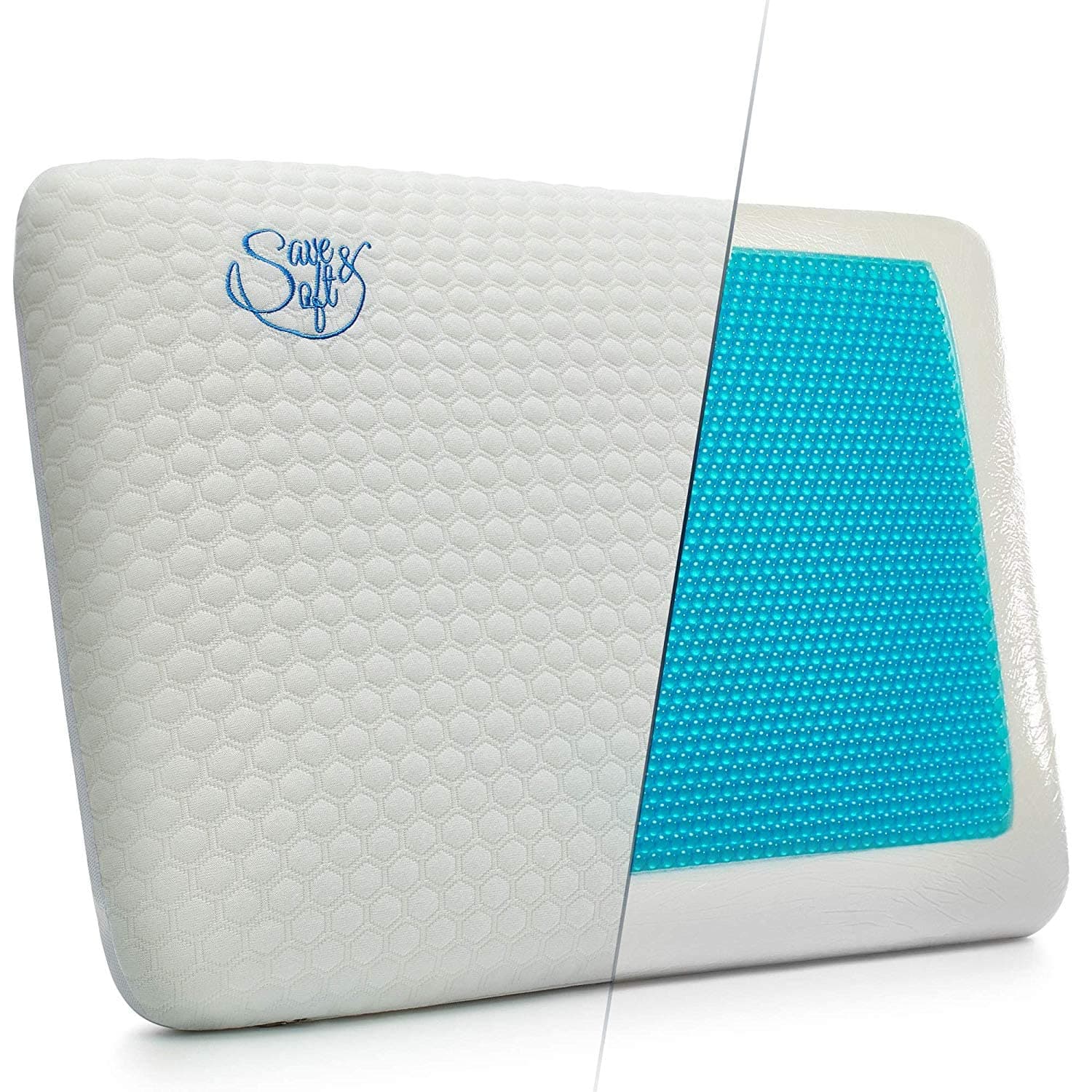 SAVE SOFT Gel Memory Foam Pillow For Men Women - Cooling Ergonomic Orthopedic Pillow For Sleeping - Neck Pain Relief 60 * 40 cm