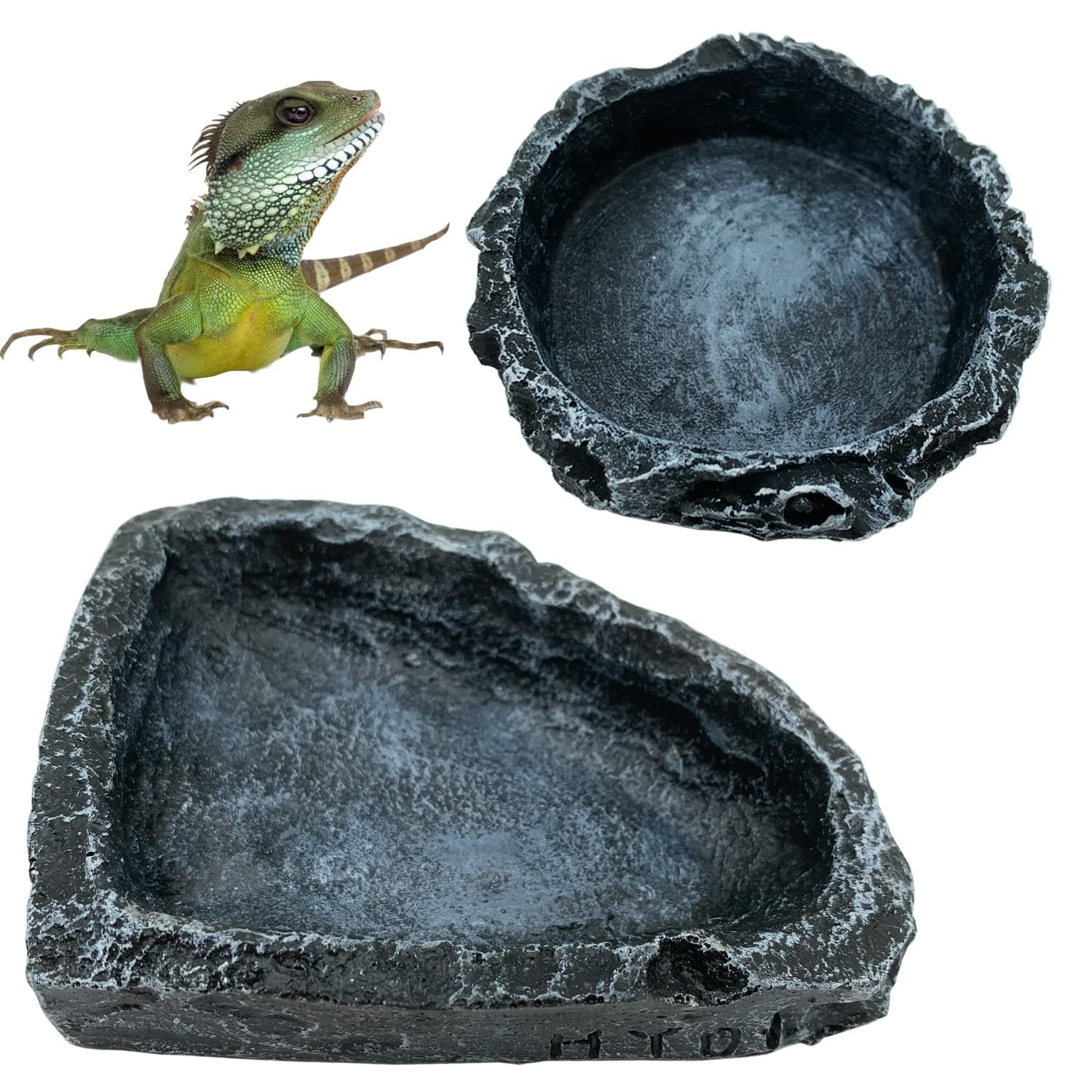 2 Pack Reptile Feeding Dish Corner Bowl, Reptile Water Dish Food Bowl Feeding Terrarium Bowls for Bearded Dragon Lizard Frog Gecko Tortoise Hermit Crab
