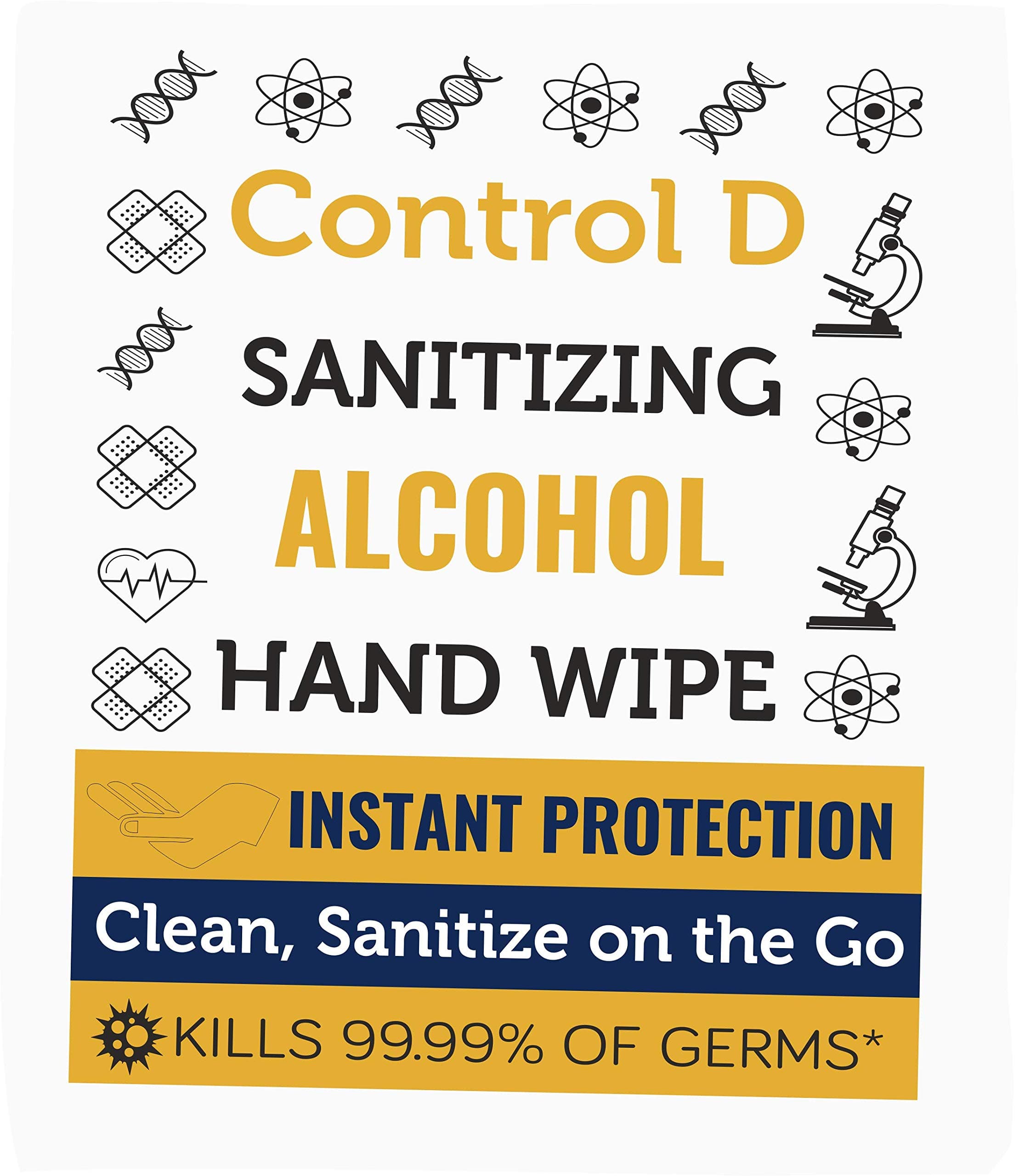 Control D Wipes for Disinfection & Hand Sanitizing (50 Wipes)