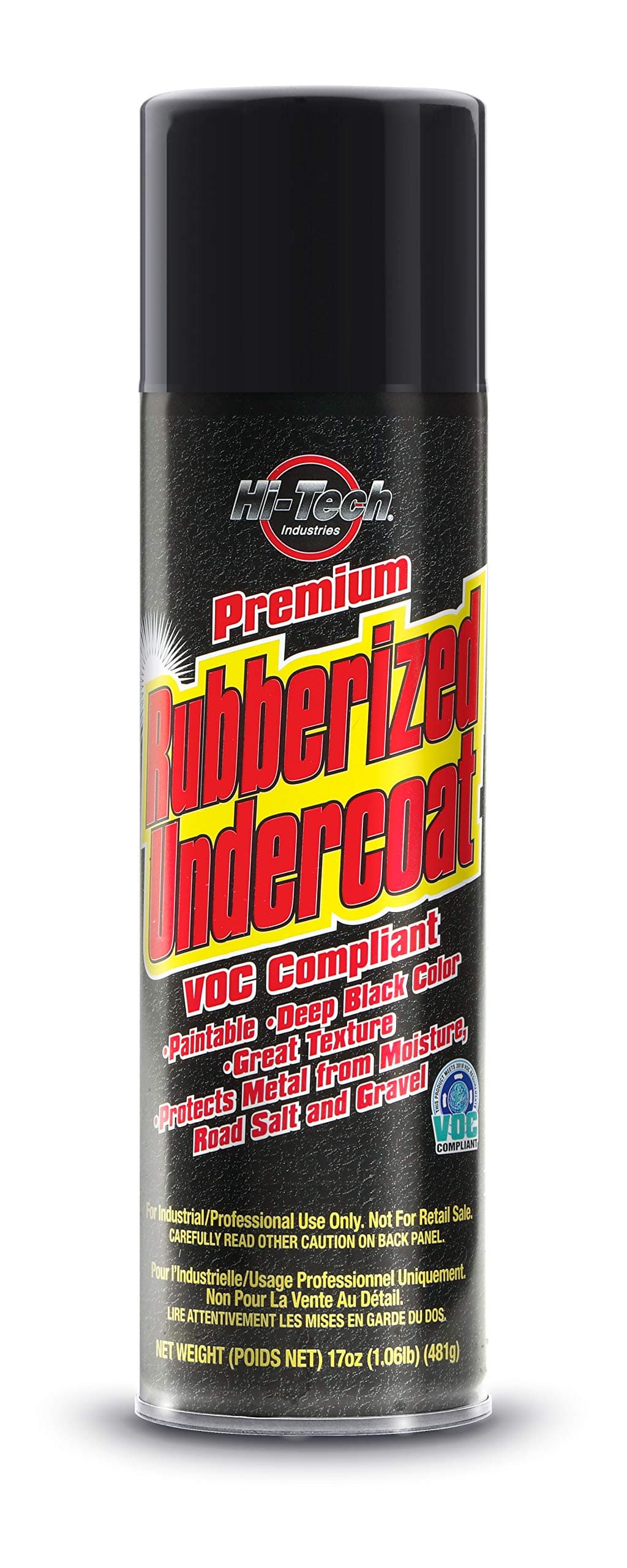 Hi-Tech Premium Rubberized Undercoat Spray – Rust Prevention, Moisture & Gravel Resistant – Paintable, Deep Black Finish – 19.4 oz Aerosol – VOC Compliant