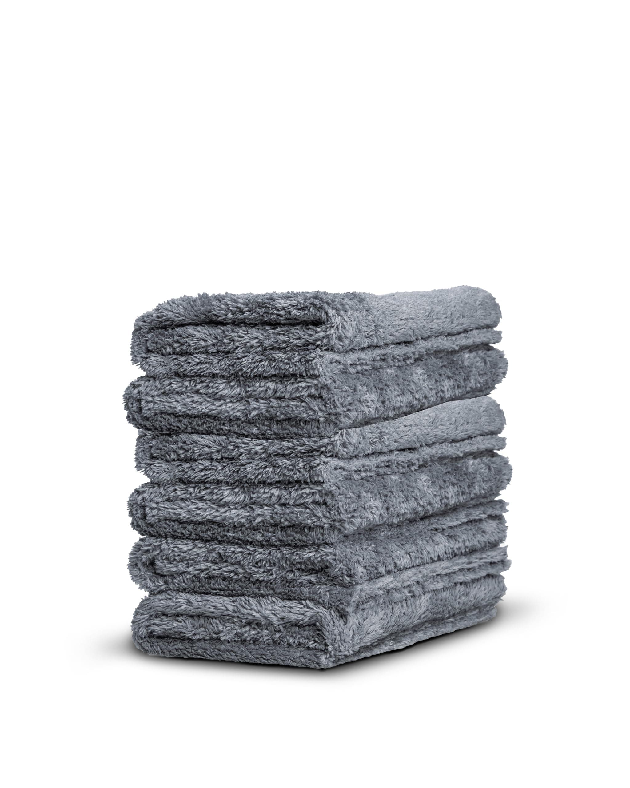 Borderless Grey Microfiber Towel - Premium Quality 480gsm, 16 x 16 inches Plush Microfiber - Delicate Touch For The Most Delicate Surfaces (6 Pack)