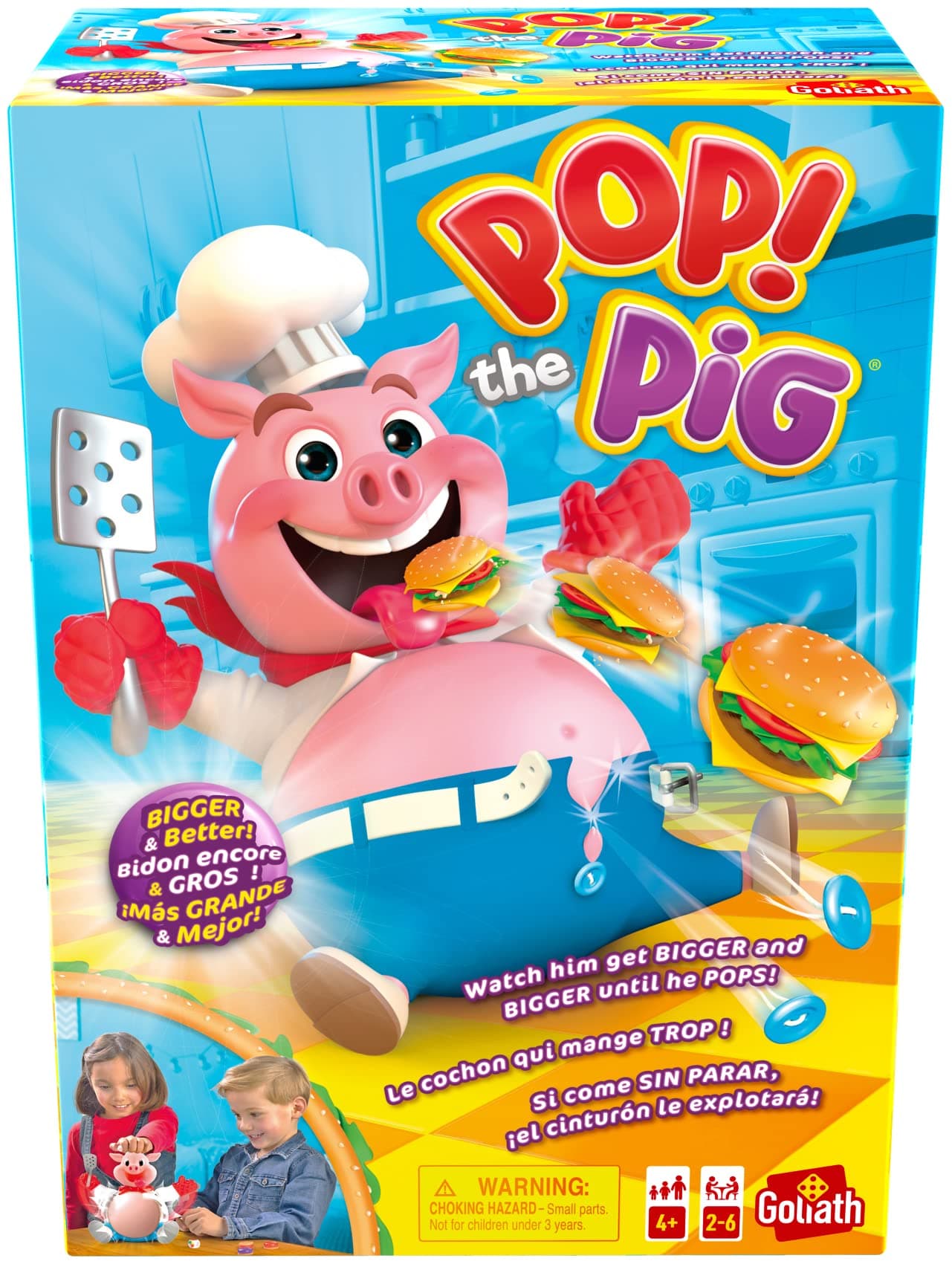Goliath Pop the Pig Game - New and Improved - Belly-Busting Fun as You Feed Him Burgers and Watch His Belly Grow