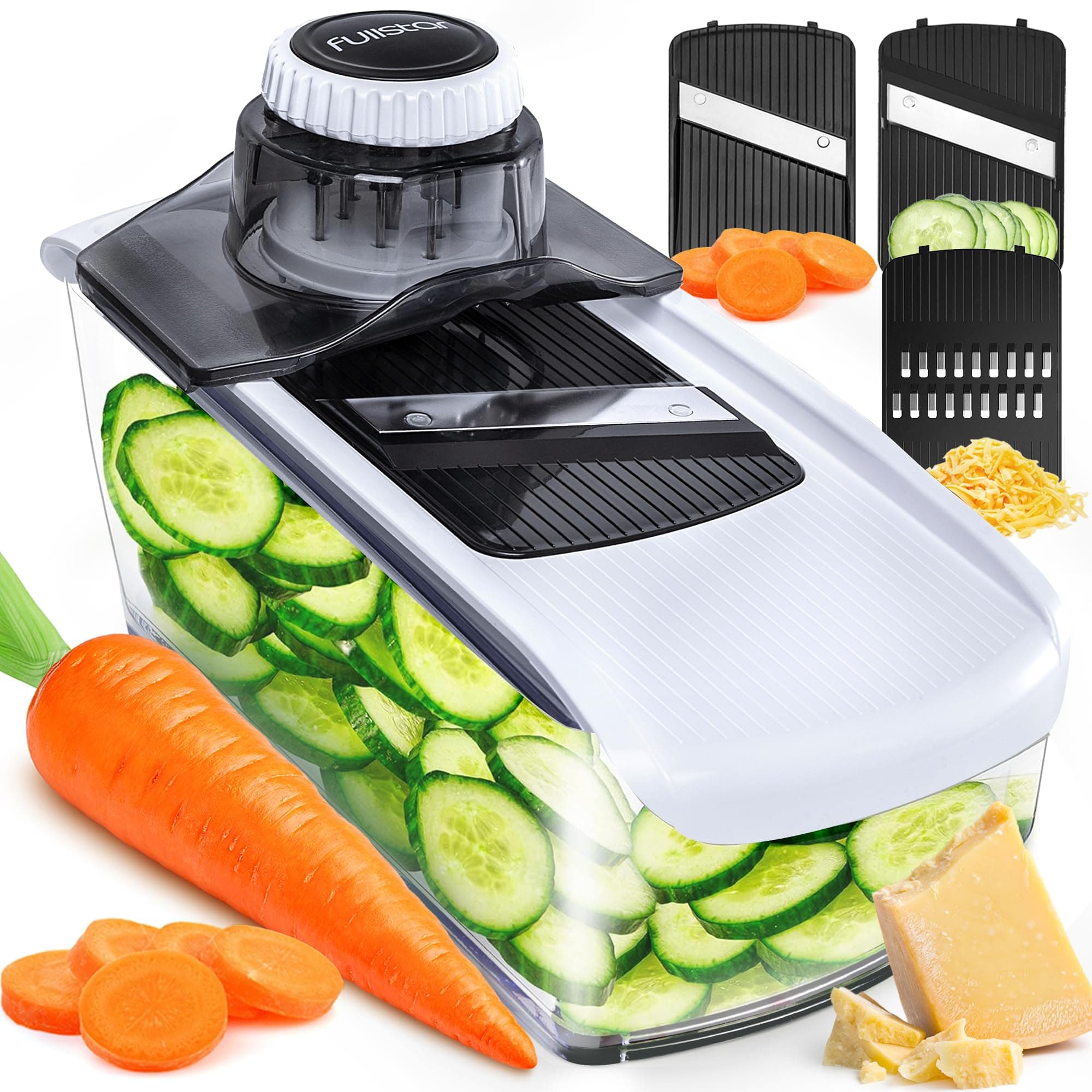 Fullstar Mandoline Slicer for Kitchen, Potato, Vegetable, Fruit Slicer (3 in 1, White)