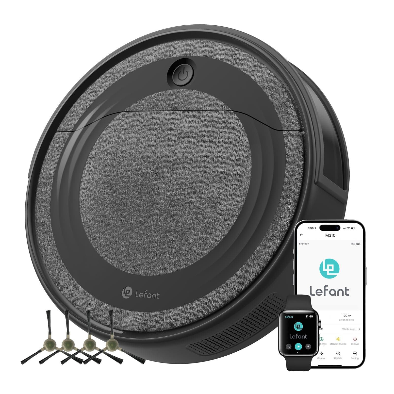 M310 Robot Vacuum Cleaner, 4500Pa Powerful Suction, PreciSense Obstacle Avoidance, Mini, Quite, 160 Mins Self-Charging Robotic Vacuums, App/Voice/Remote, Ideal for Pet Hair Hard Floors, Black