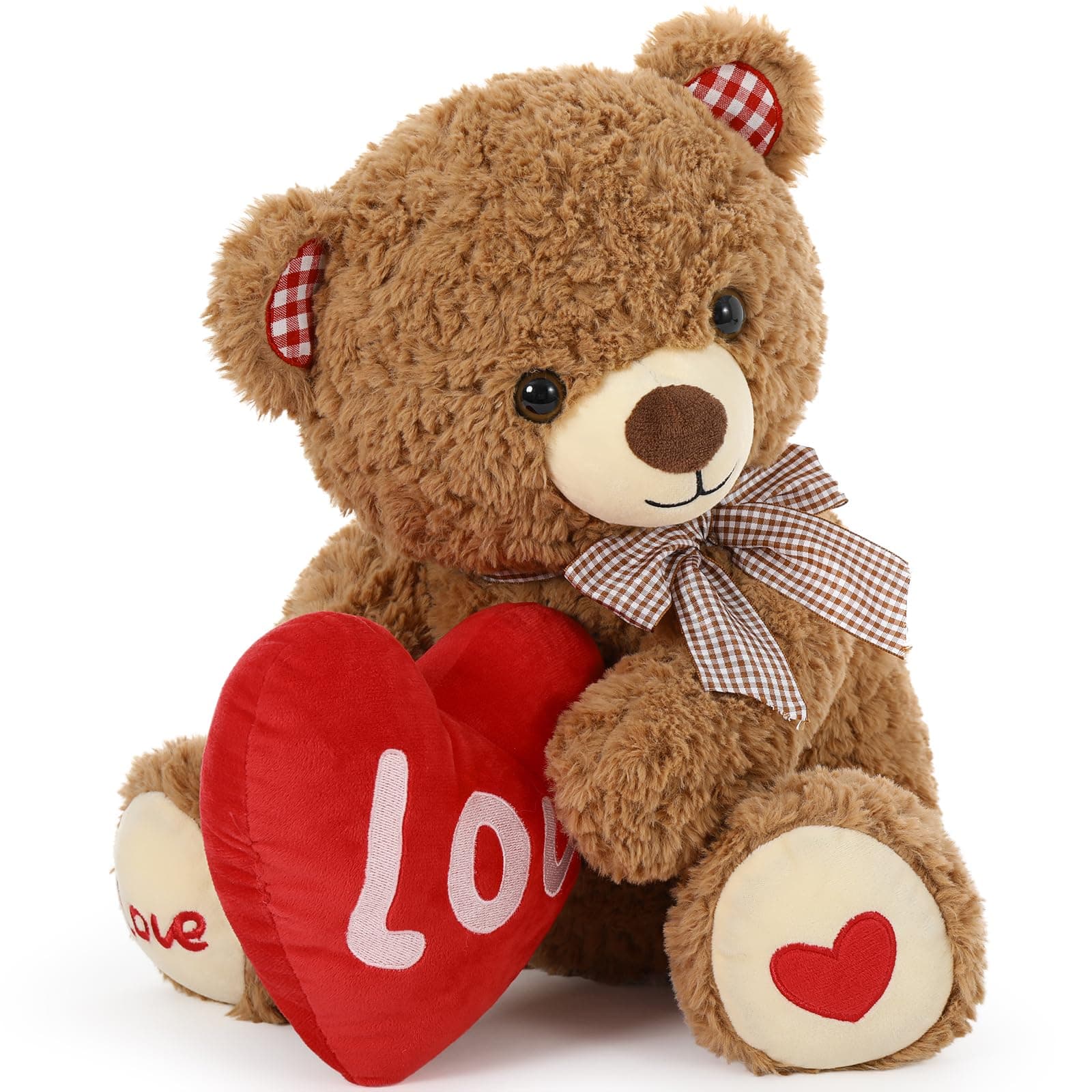 MorisMos Teddy Bear, 17" Red Heart Gift Teddy Bear with Big Red Heart Love Plush for Girlfriend, Wife, Her, Him