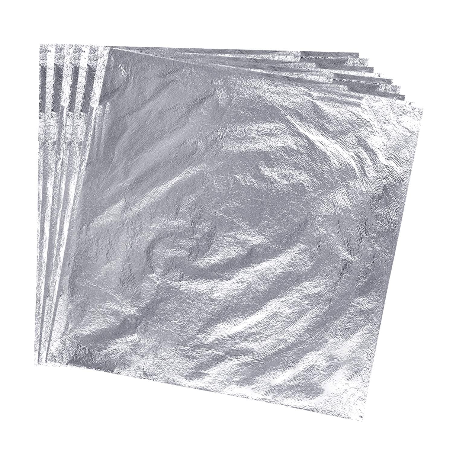 KUUQA100 Sheets 14x14cm Imitation Leaf for Arts Project Crafting Decoration,Gilding Crafting,DIY Creation (Silver)