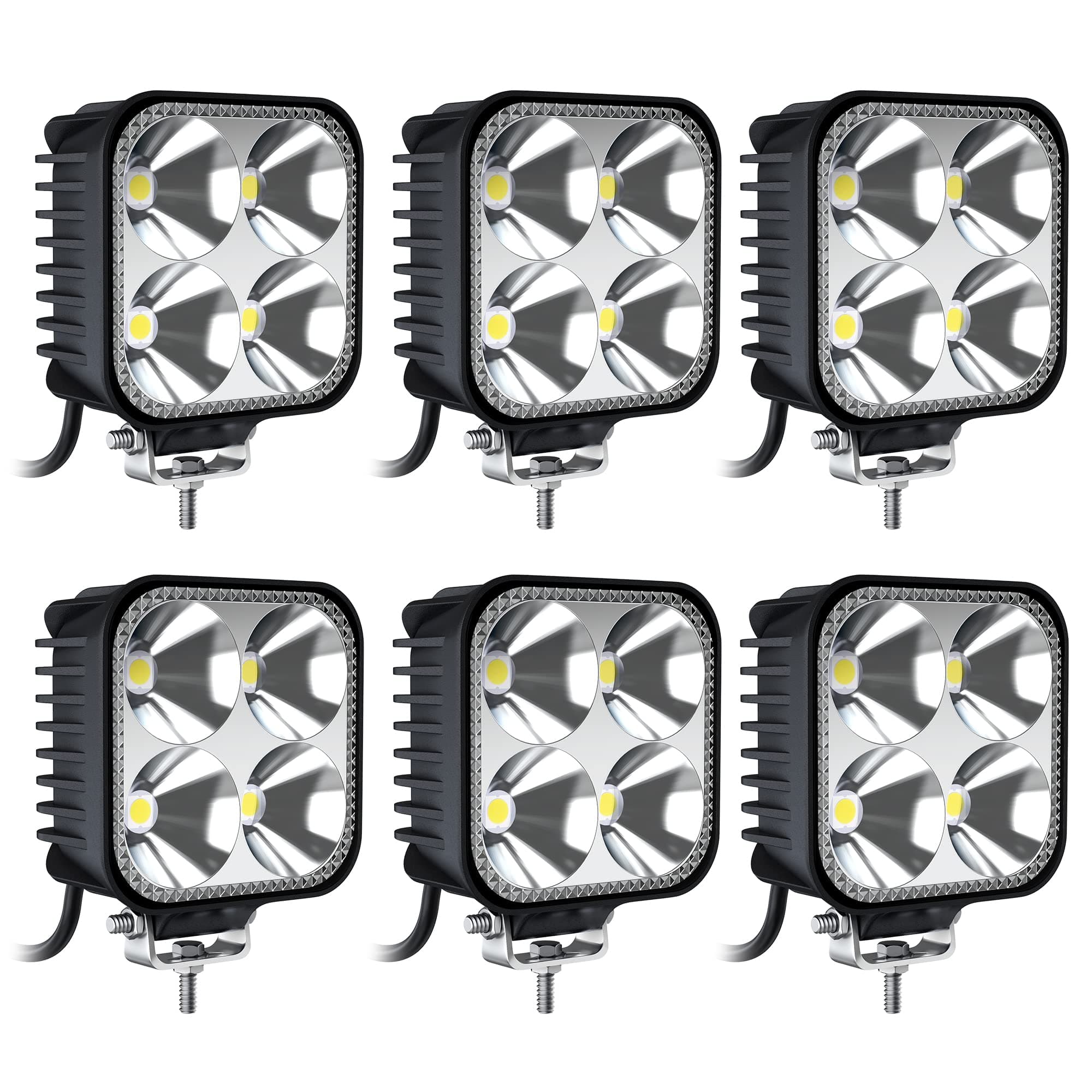 ANTOM LED Light Bar - Mini 6PCS Off Road Lights - 3IN,12V,48W, LED Light Bar Four Row Combination LED Pods Lights 12000LM - Dual Mode LED Off Road Lights Spot and Flicker - Black……