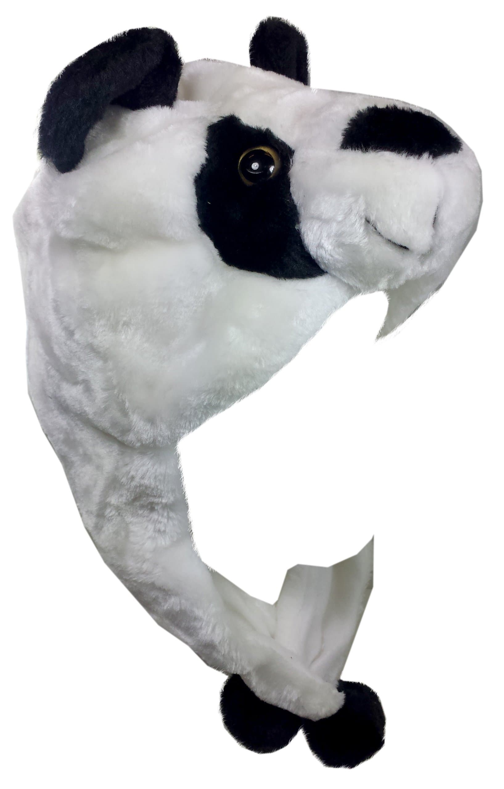 Plush Animal Hat with Ear Flaps That Button Under The Chin