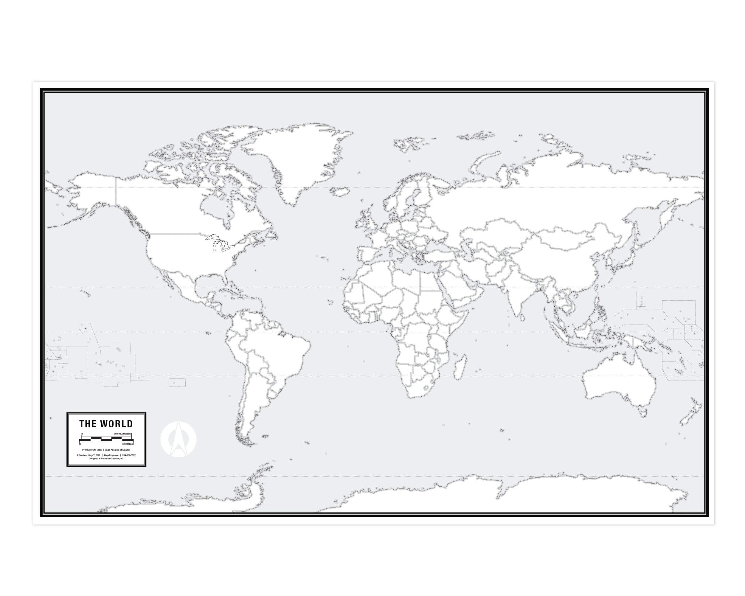 Large Blank World Outline Map Poster, Laminated, 36” x 24” | Great Blank Wall Map for Classroom or Home Study | Free Dry Erase Marker Included | Includes Detailed Laminated Answer Sheet | Learn Fast!