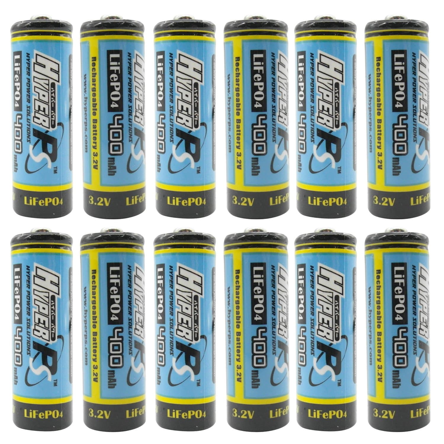 (12-Pack) HyperPS 3.2V LiFePo4 14430 (14 x 43mm) 400mAh Rechargeable Battery for Solar Panel Light, Tooth Brush, Shaver, Flashlight