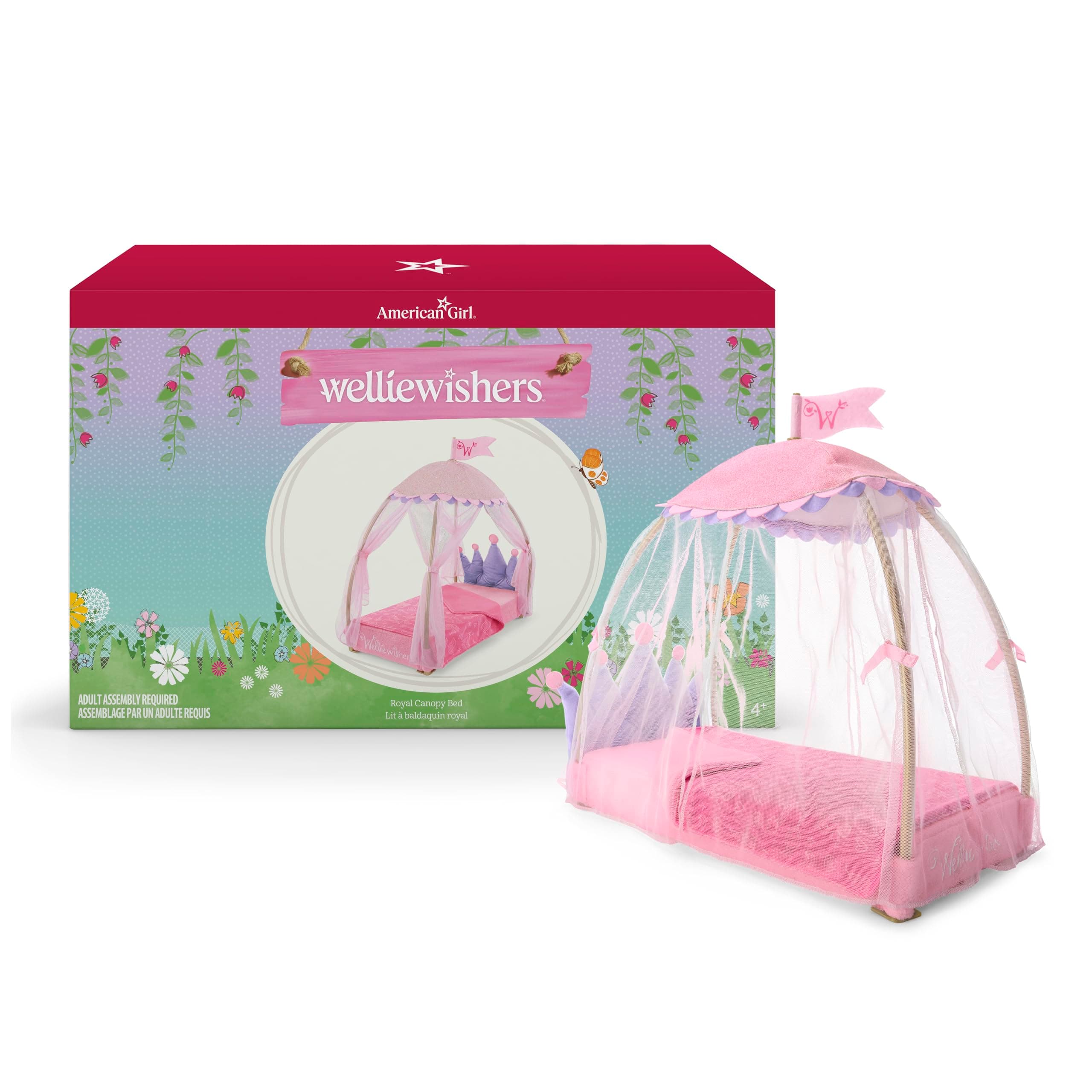 WellieWishers Royal Canopy Bed for 14.5" Dolls