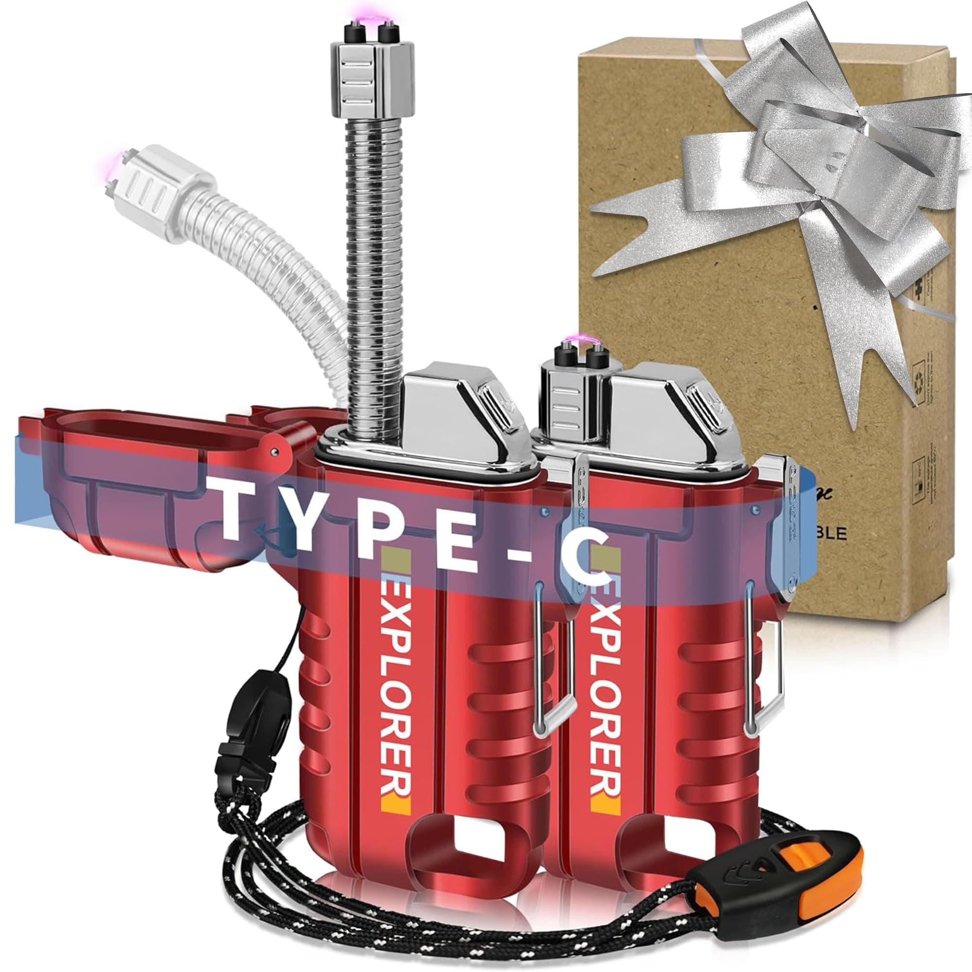 Lafagiet USB C Rechargeable Lighter, 360° Flexible Neck, Wind & Water Proof, Electric Arc Lighters for Candle, Camping