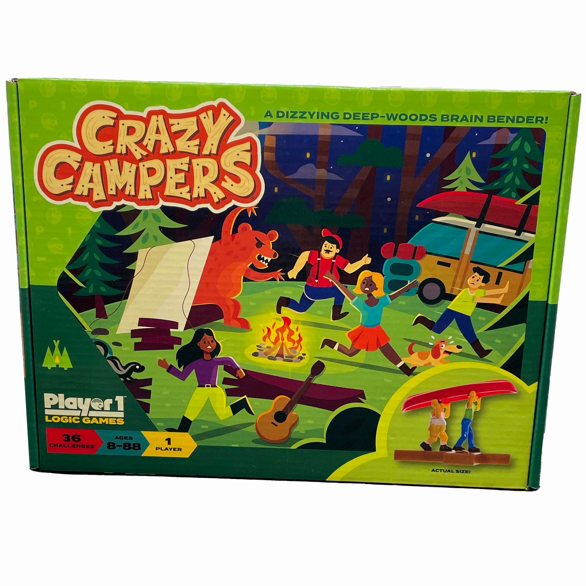 Crazy Campers Logic Puzzle Game – 36 Single-Player Challenges, Kids & Adults, Difficulty Easy to Expert, Travel-Friendly, Brain-Building Fun, Ages 8+