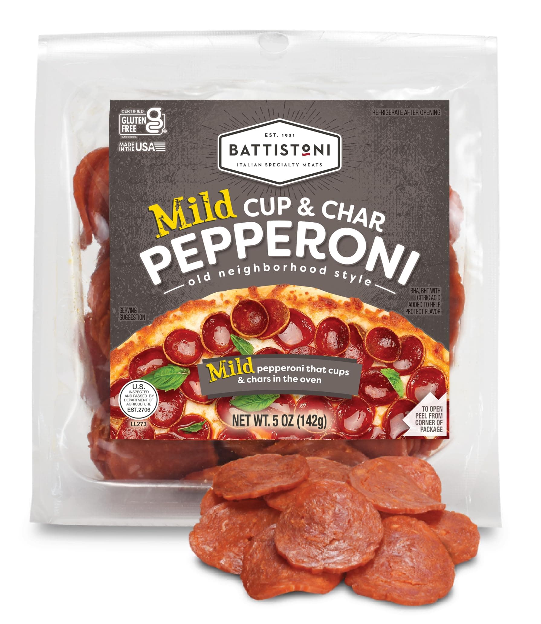 Battistoni Cup and Char Pepperoni - 5oz, Mild