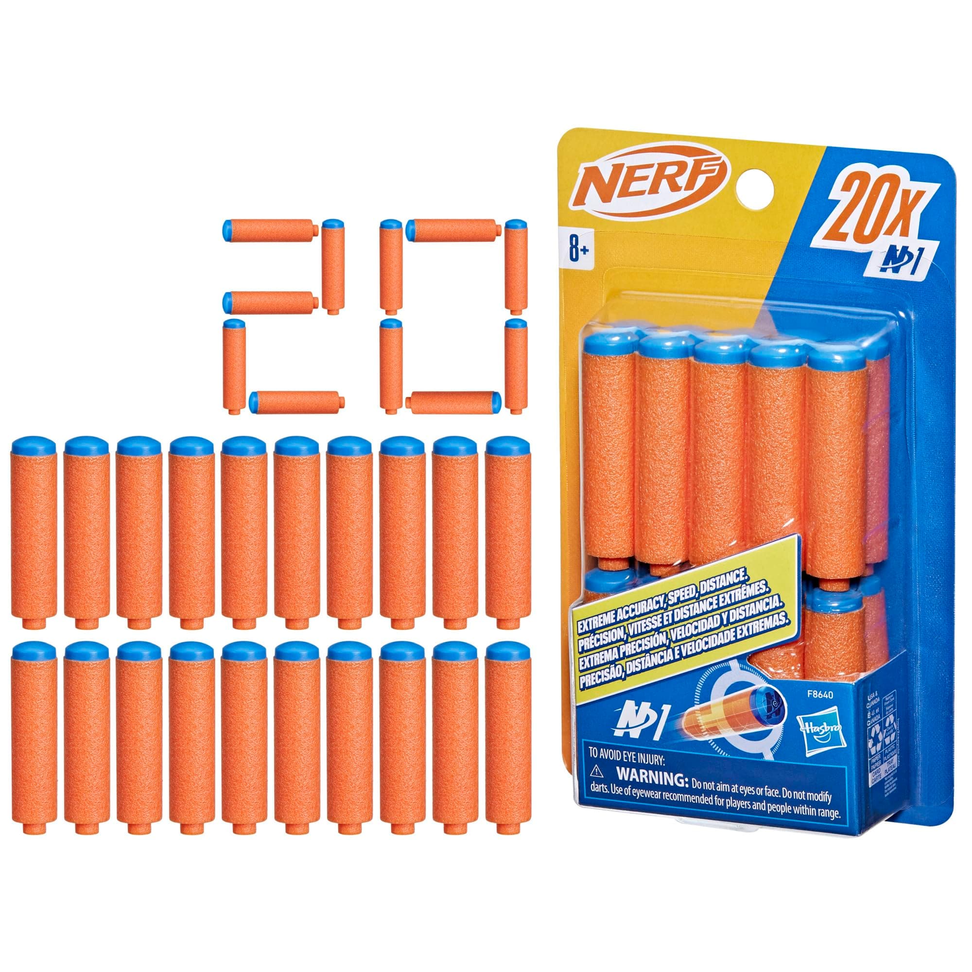 N Series N1 Darts, Includes 20 Refill Darts, Compatible Only with Nerf N Series Blasters, Outdoor Games, Ages 8+