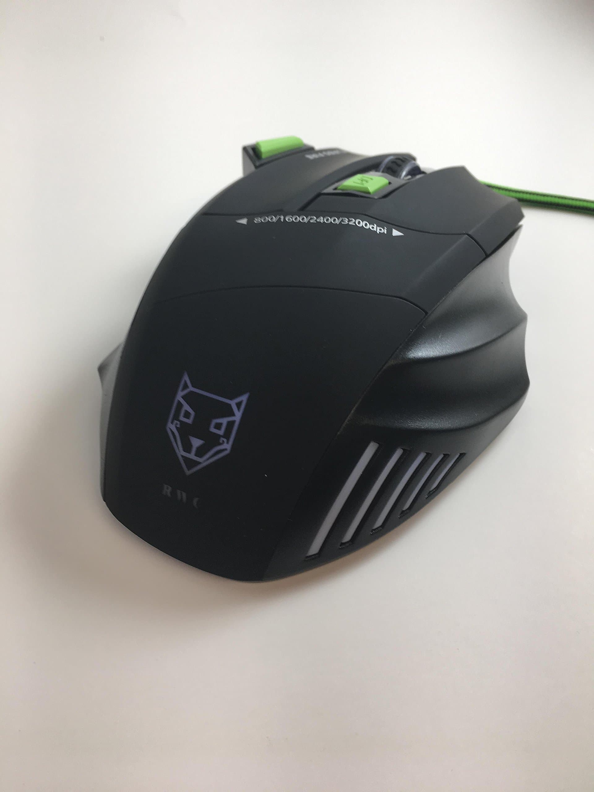 Red Wolf Turbo Fire X570/3200dpi Professional LED Wired Gaming Mouse for PC/Mac