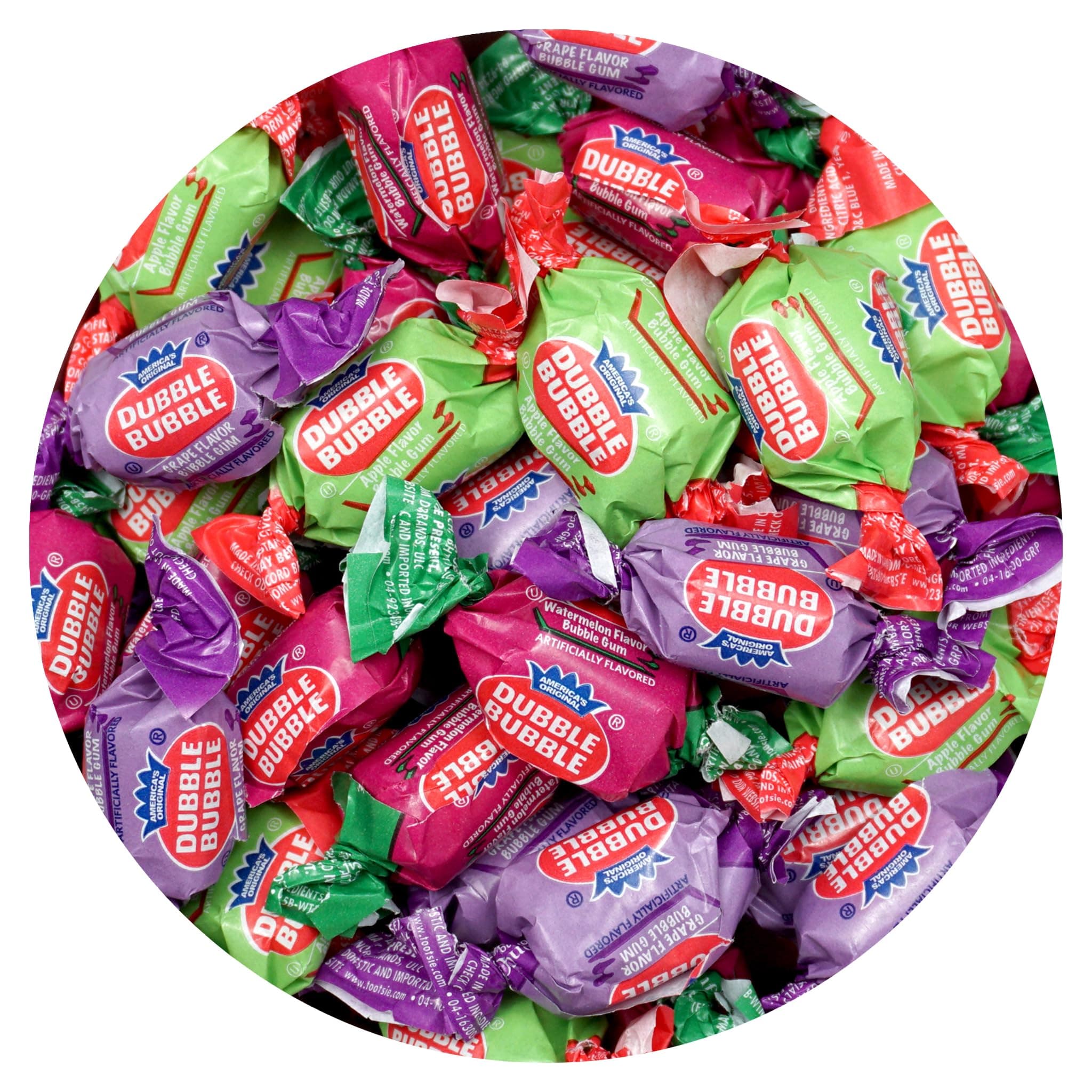 Dubble Bubble Assorted Fruit Flavored Gum - 2 Pound Bulk Bag (Approx. 140 Pieces) - Individually Wrapped Gum - & Candy (Assorted Fruit Flavored - Multi Colored)
